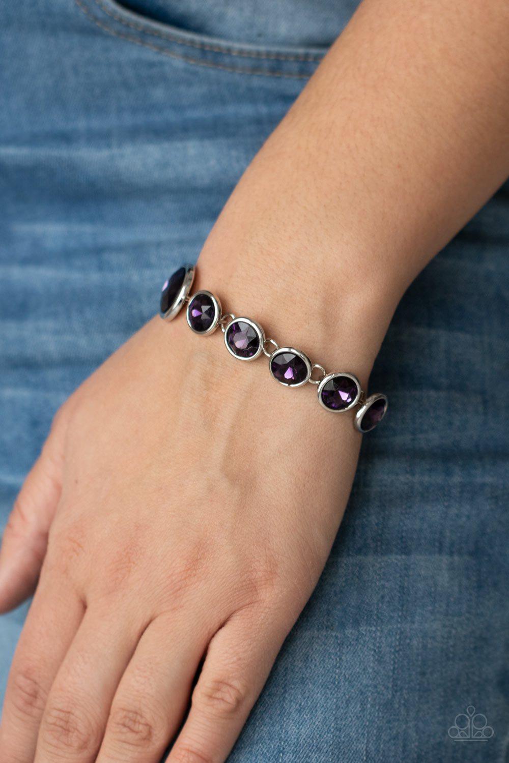Lustrous Luminosity Purple Rhinestone Bracelet - Paparazzi Accessories- lightbox - CarasShop.com - Paparazzi Jewelry by Cara Jewels