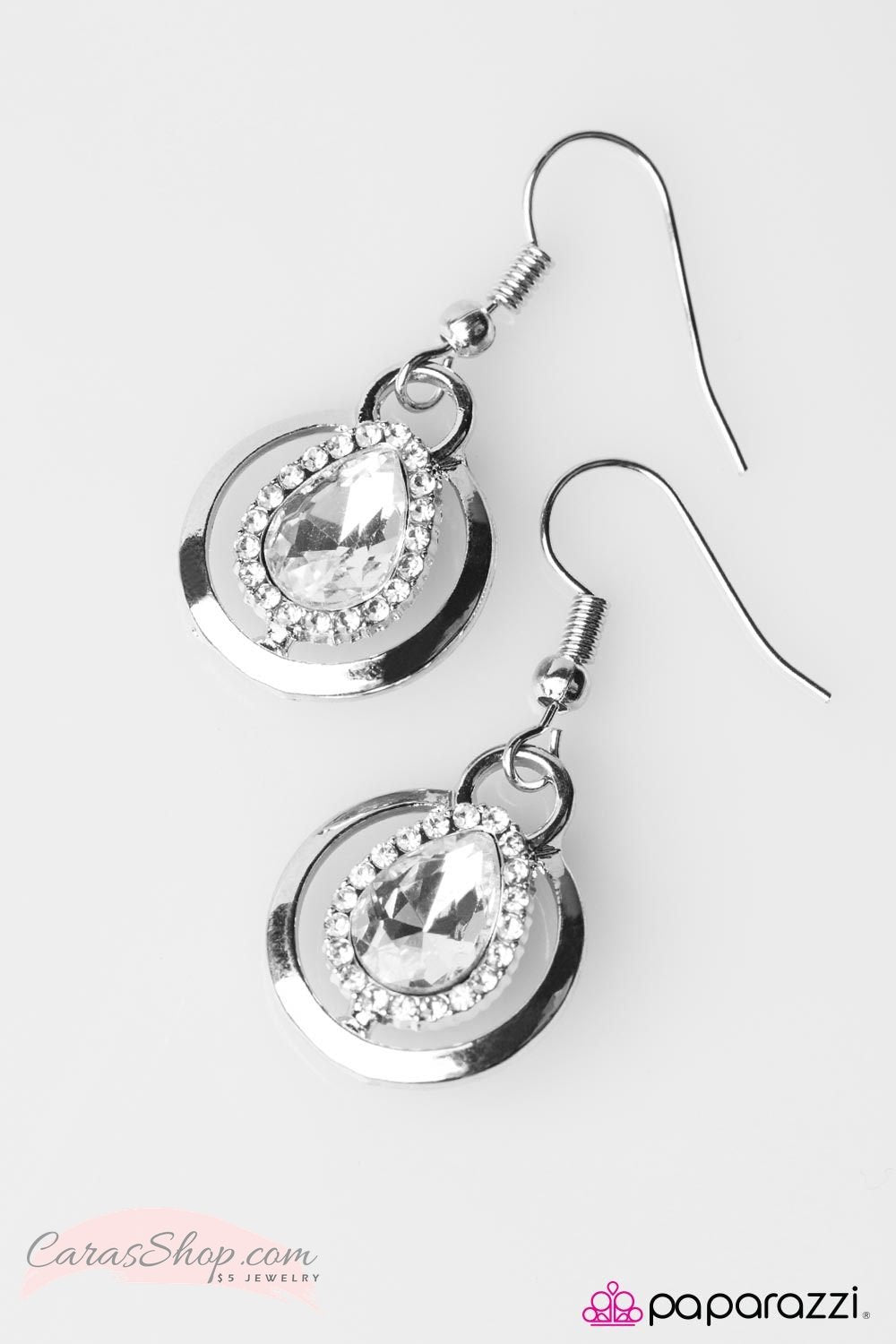 Luxe and Lush White and Silver Earrings - Paparazzi Accessories- on model - CarasShop.com - Paparazzi Jewelry by Cara Jewels
