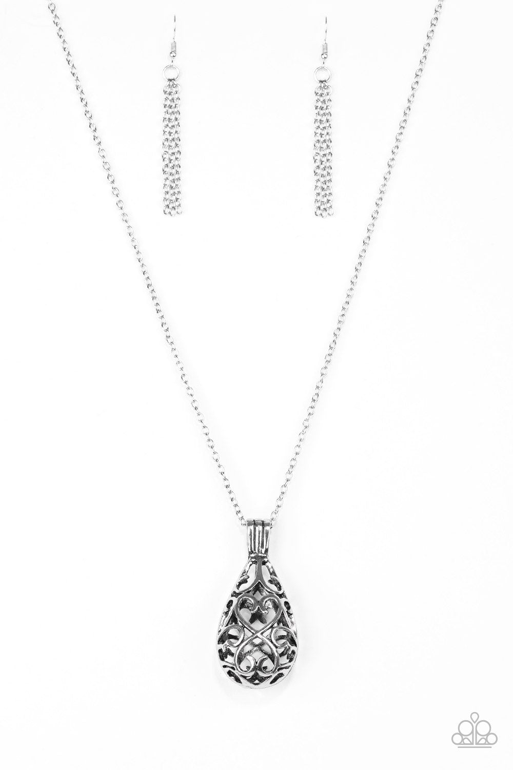 Magic Potions Silver Necklace - Paparazzi Accessories- on model - CarasShop.com - Paparazzi Jewelry by Cara Jewels