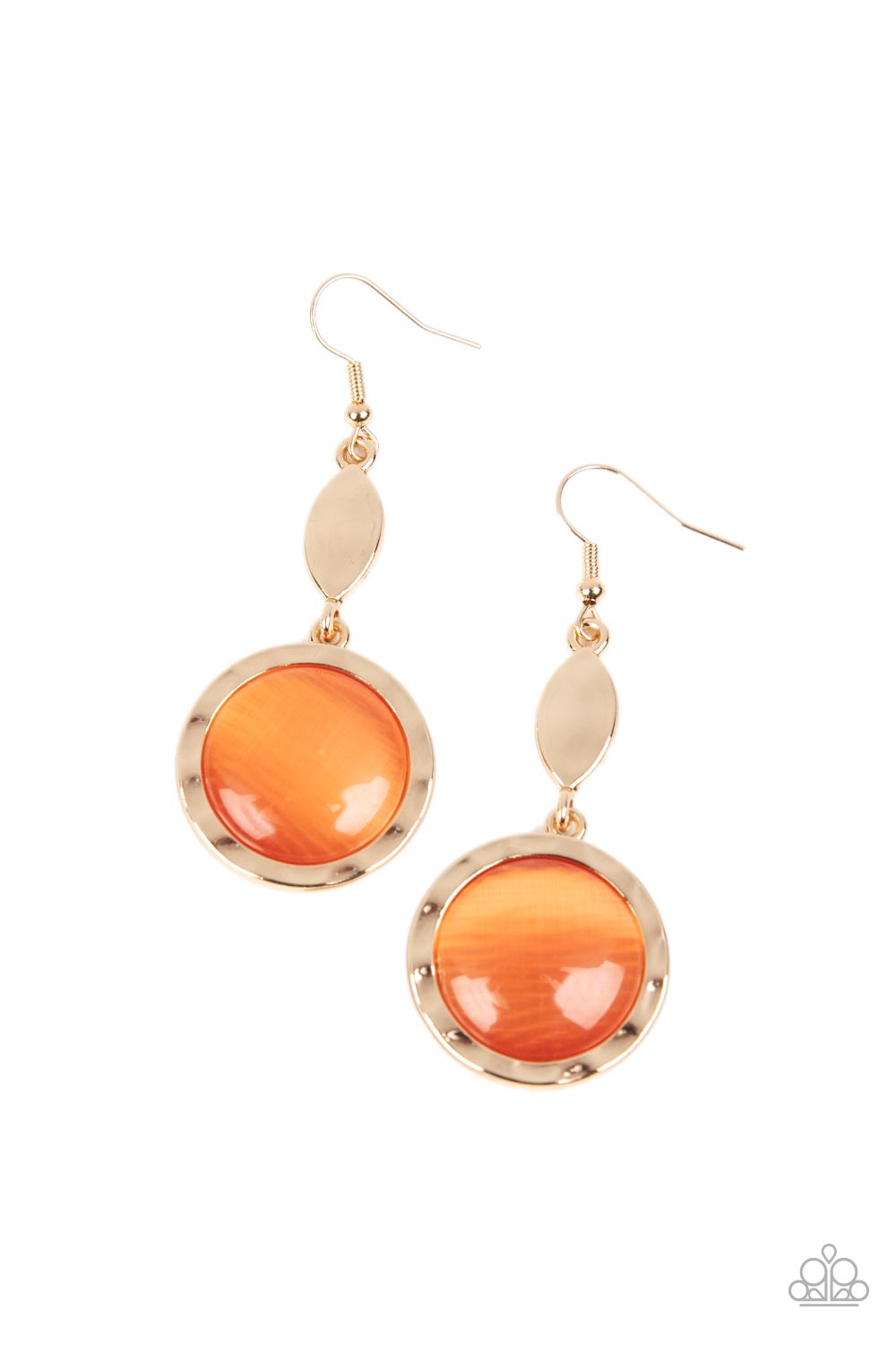 Magically Magnificent Orange Cat's Eye Stone Earrings - Paparazzi Accessories- lightbox - CarasShop.com - Paparazzi Jewelry by Cara Jewels