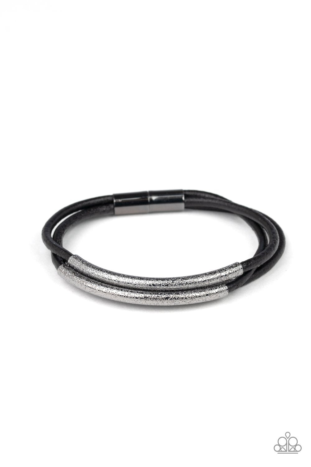 Magnetic Maverick Black and Gunmetal Bracelet - Paparazzi Accessories- lightbox - CarasShop.com - Paparazzi Jewelry by Cara Jewels