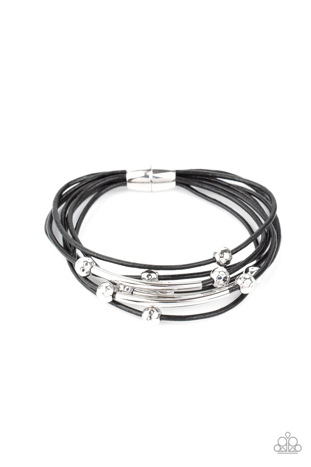 Magnetically Modern Black and Silver Bracelet - Paparazzi Accessories- lightbox - CarasShop.com - Paparazzi Jewelry by Cara Jewels