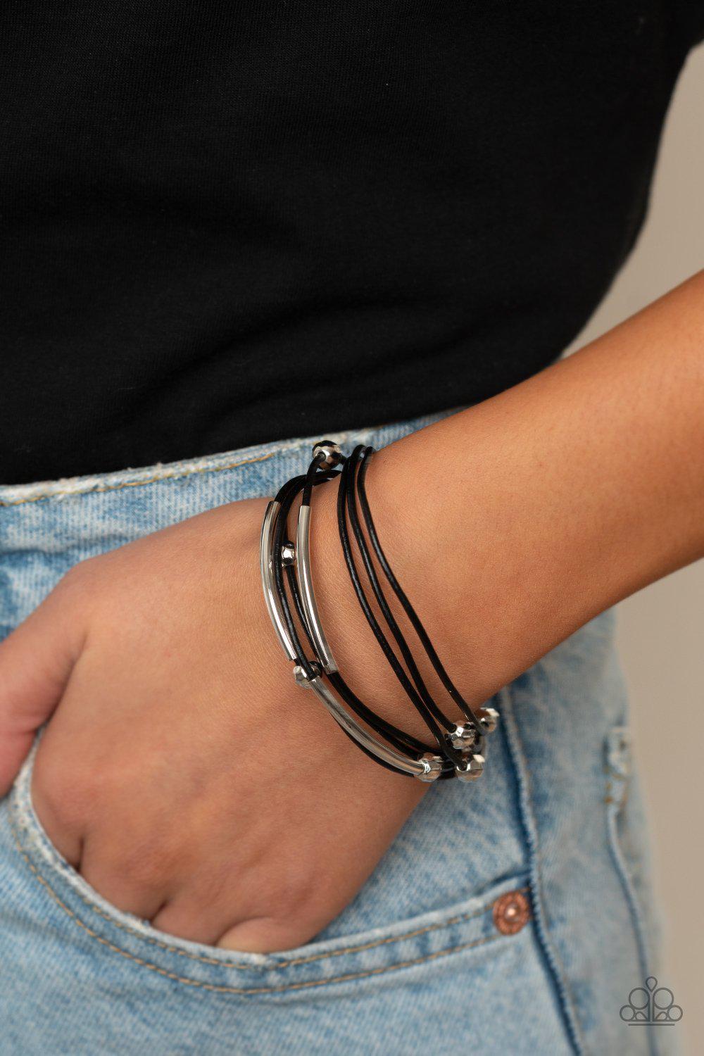 Magnetically Modern Black and Silver Bracelet - Paparazzi Accessories- lightbox - CarasShop.com - Paparazzi Jewelry by Cara Jewels