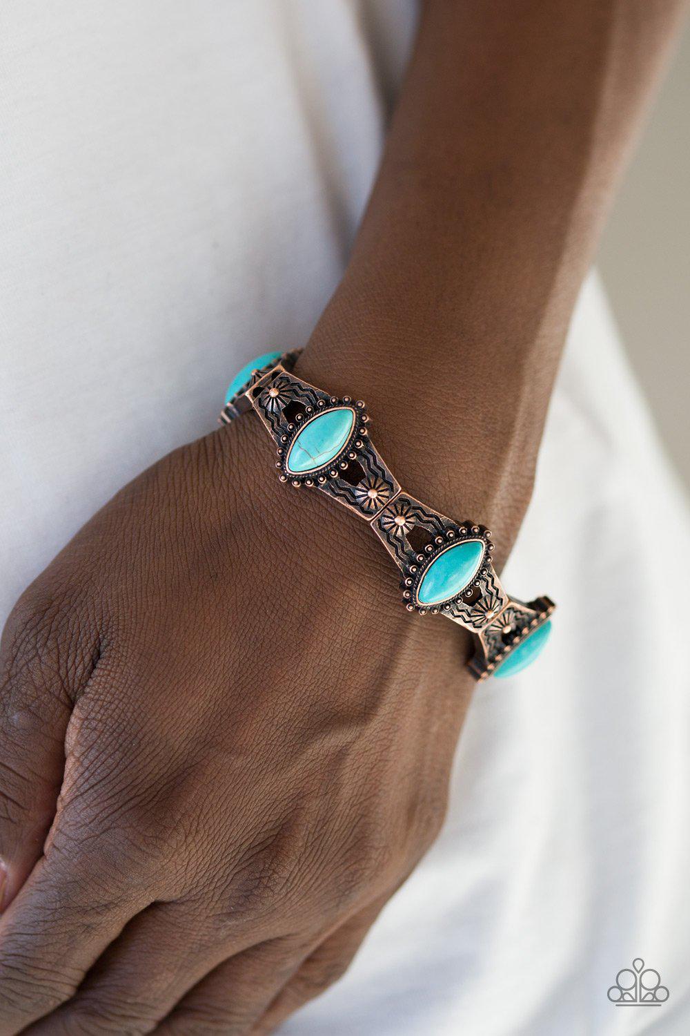 Majestic Deserts Copper and Turquoise Blue Stone Bracelet - Paparazzi Accessories- lightbox - CarasShop.com - Paparazzi Jewelry by Cara Jewels