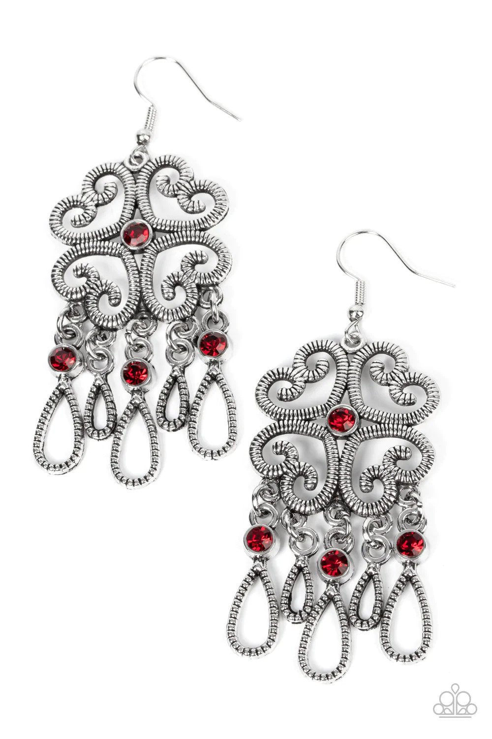Majestic Makeover Red Earrings - Paparazzi Accessories- lightbox - CarasShop.com - Paparazzi Jewelry by Cara Jewels