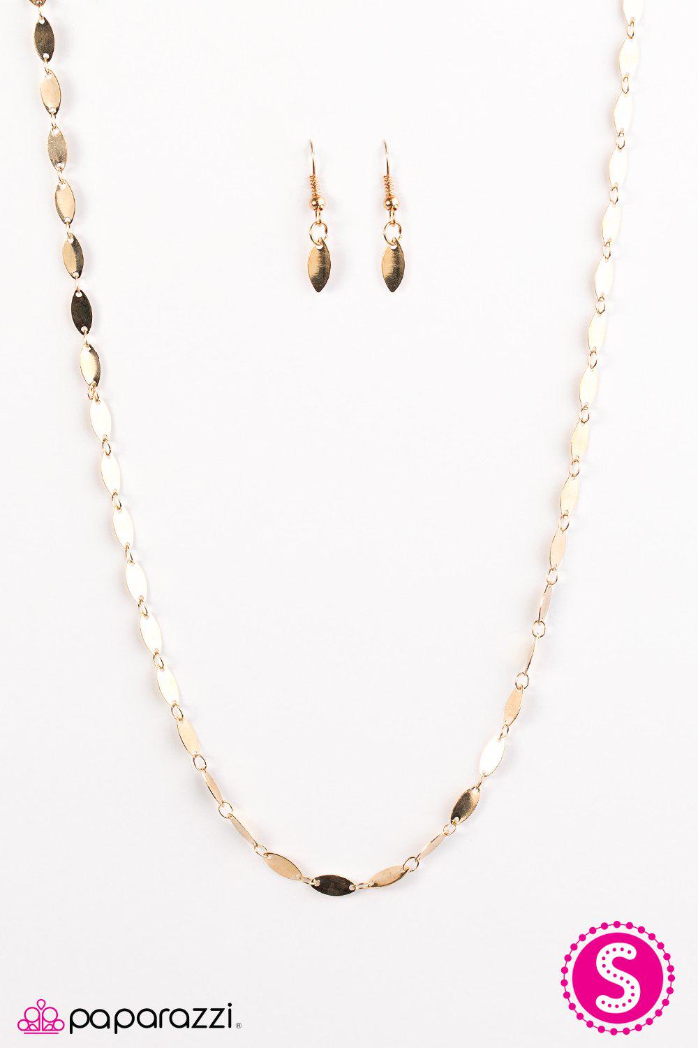 Make A Flash Gold Necklace - Paparazzi Accessories - free matching earrings -CarasShop.com - Paparazzi Jewelry by Cara Jewels