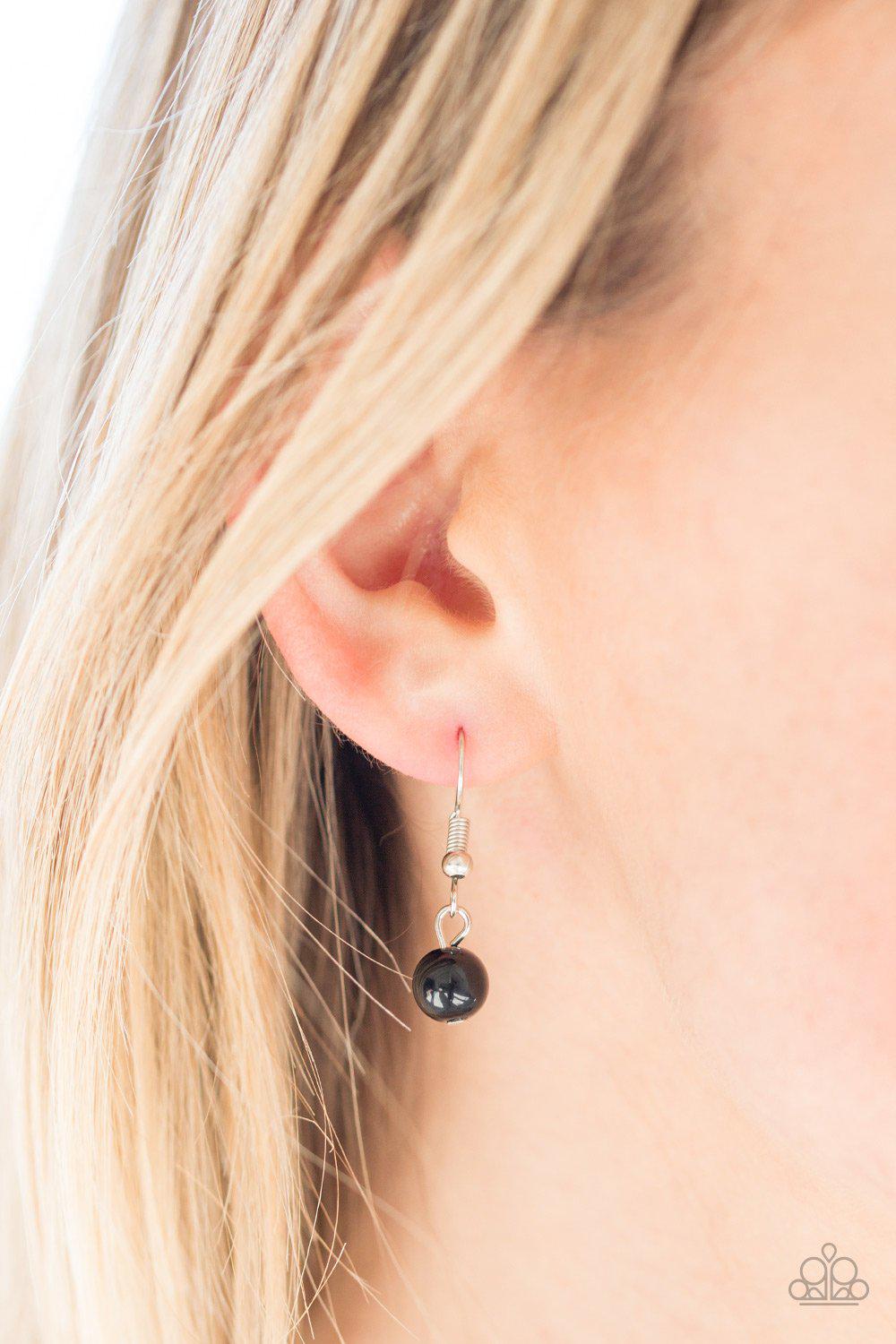 Make An Appearance Black and Silver Lanyard Necklace - Paparazzi Accessories - free matching earrings -CarasShop.com - Paparazzi Jewelry by Cara Jewels