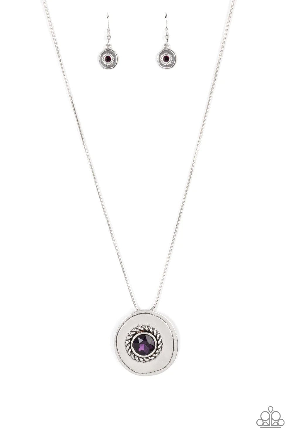 Make Me a MEDALLION-aire Purple Necklace - Paparazzi Accessories- lightbox - CarasShop.com - Paparazzi Jewelry by Cara Jewels