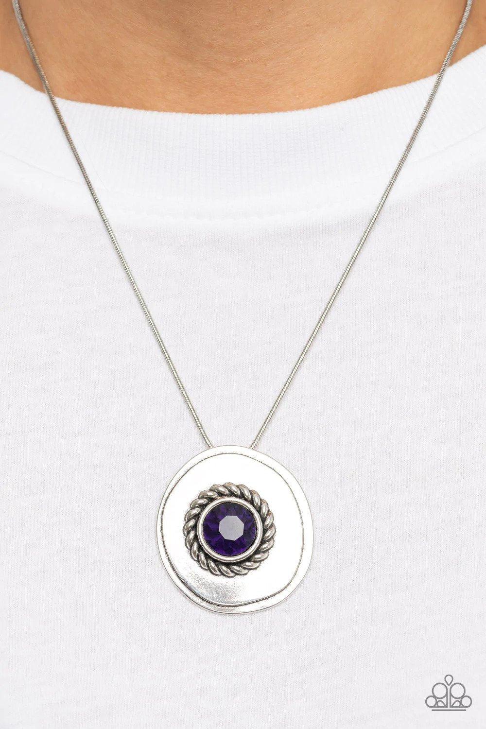 Make Me a MEDALLION-aire Purple Necklace - Paparazzi Accessories- lightbox - CarasShop.com - Paparazzi Jewelry by Cara Jewels
