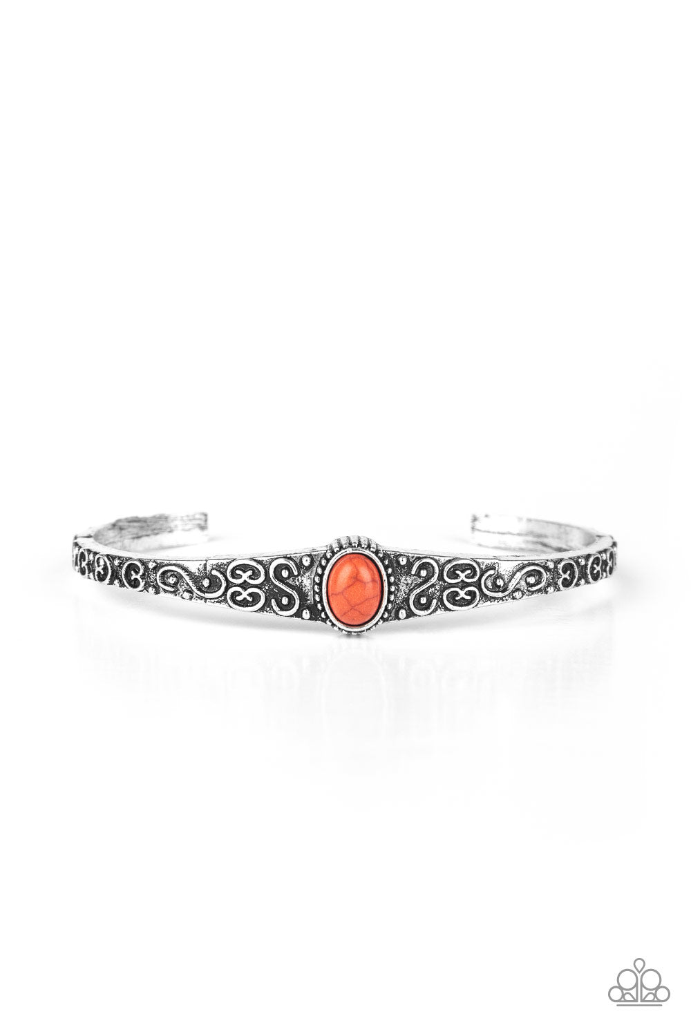 Make Your Own Path Orange Stone Cuff Bracelet - Paparazzi Accessories- lightbox - CarasShop.com - Paparazzi Jewelry by Cara Jewels