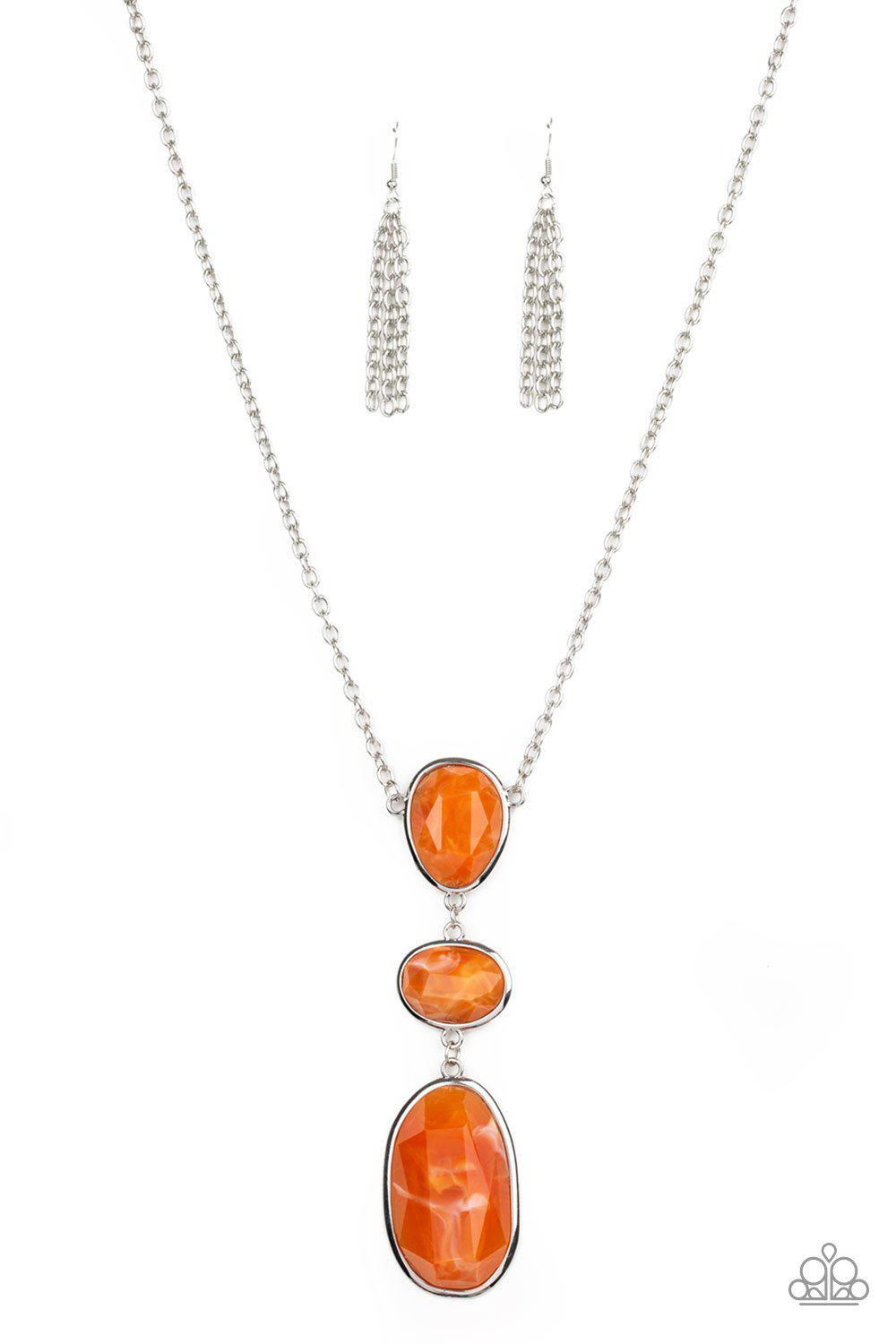 Making an Impact Orange Acrylic Necklace - Paparazzi Accessories - free matching earrings -CarasShop.com - Paparazzi Jewelry by Cara Jewels