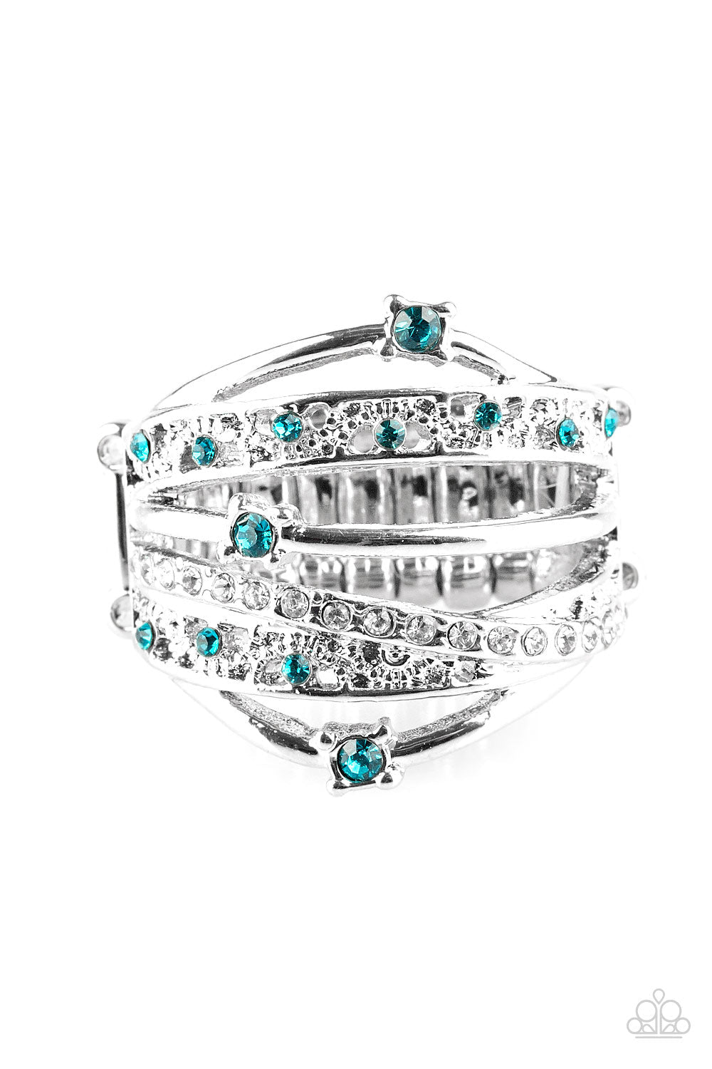 Making the World Sparkle Blue Ring - Paparazzi Accessories- lightbox - CarasShop.com - Paparazzi Jewelry by Cara Jewels