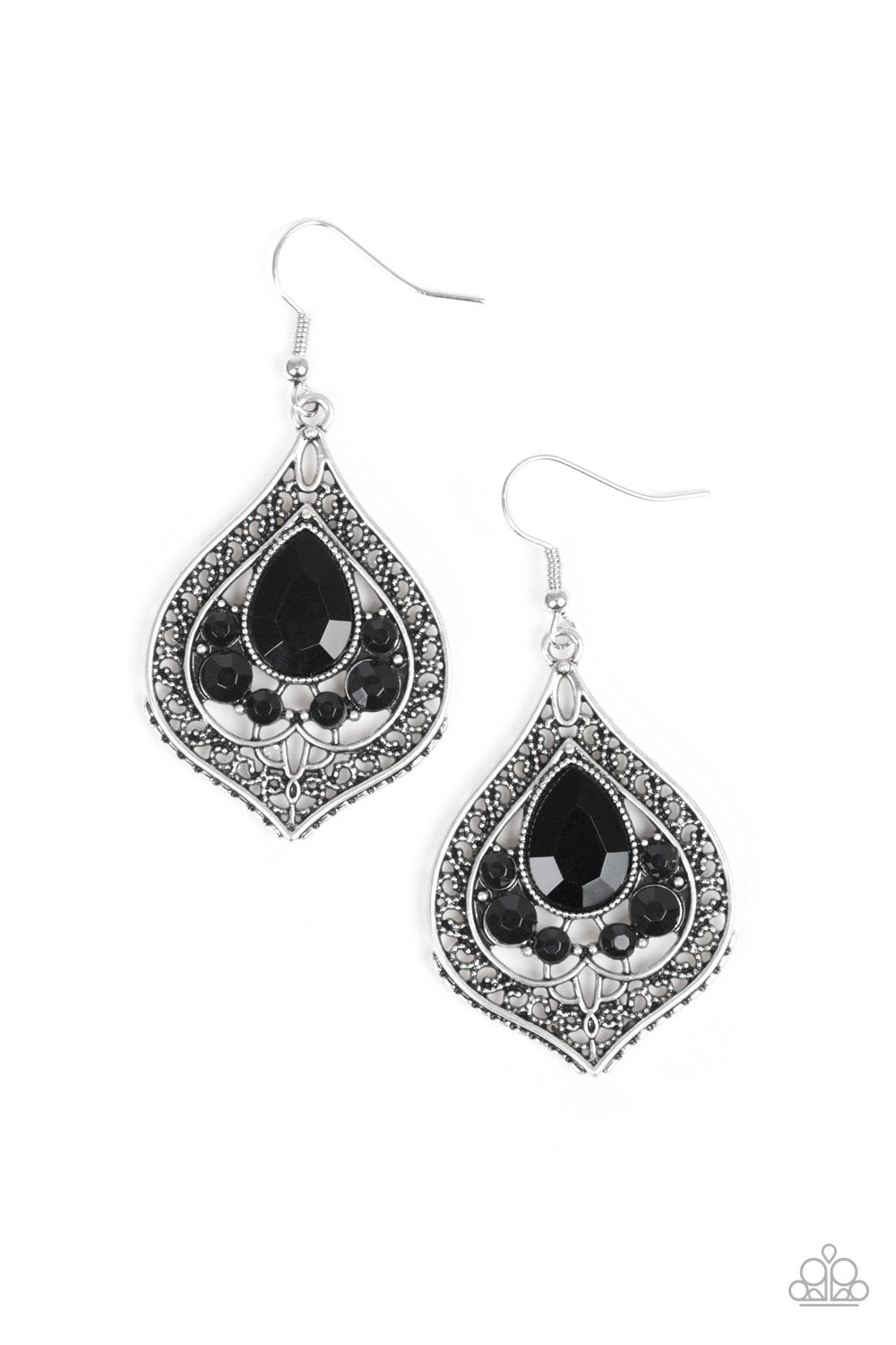 Malibu Mama Black Teardrop Bead Earrings - Paparazzi Accessories- lightbox - CarasShop.com - Paparazzi Jewelry by Cara Jewels