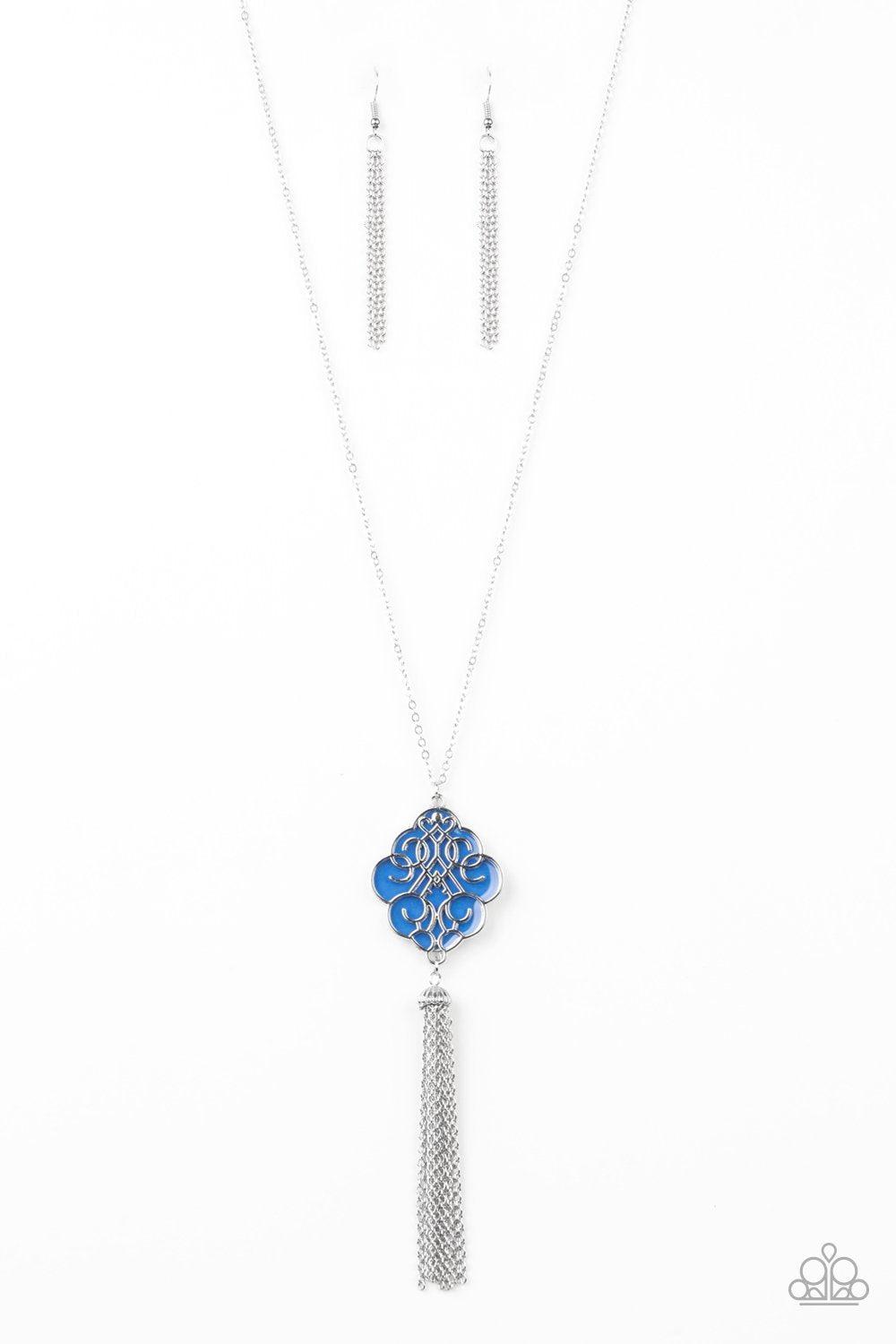 Malibu Mandala Blue Necklace - Paparazzi Accessories- lightbox - CarasShop.com - Paparazzi Jewelry by Cara Jewels