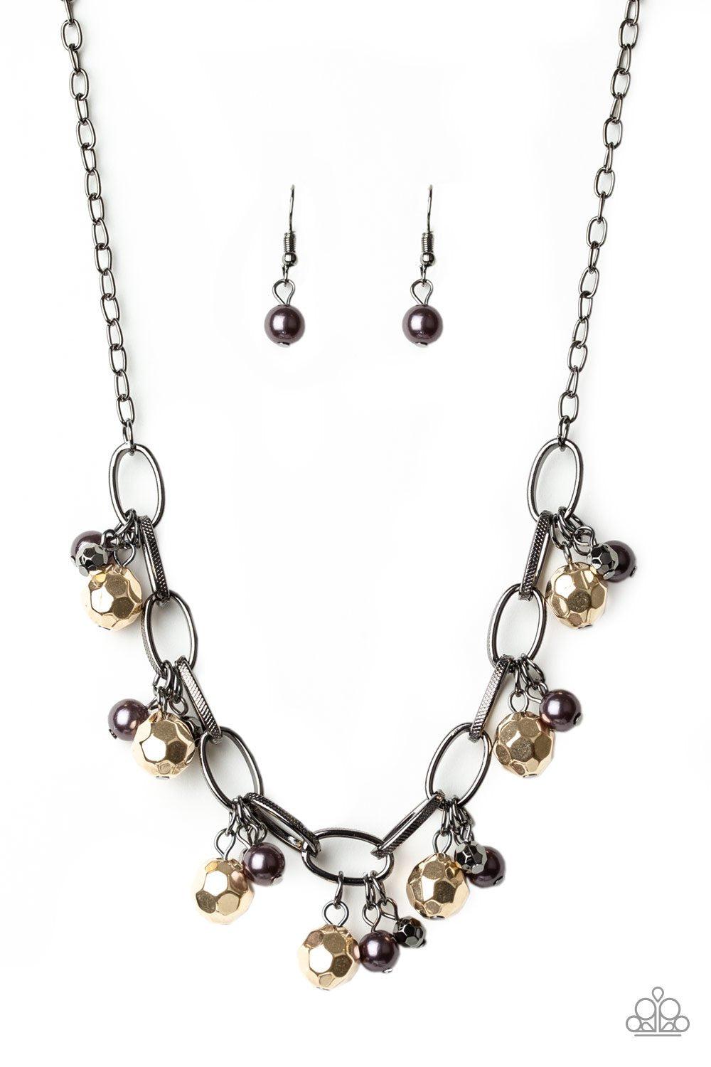 Malibu Movement Multi Gunmetal and Gold Necklace - Paparazzi Accessories- lightbox - CarasShop.com - Paparazzi Jewelry by Cara Jewels