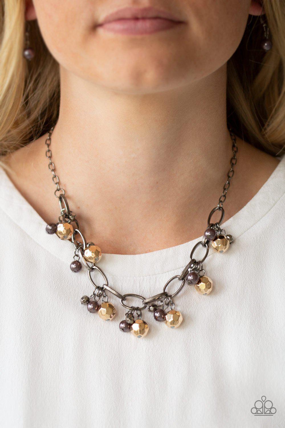 Malibu Movement Multi Gunmetal and Gold Necklace - Paparazzi Accessories- lightbox - CarasShop.com - Paparazzi Jewelry by Cara Jewels