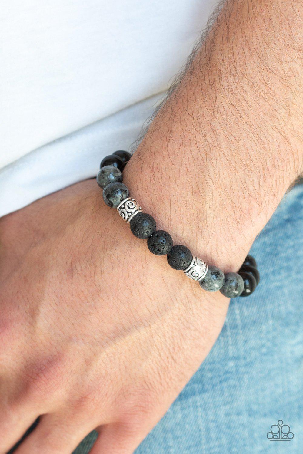 Mantra Black Stone, Bead and Lava Rock Bracelet - Paparazzi Accessories- lightbox - CarasShop.com - Paparazzi Jewelry by Cara Jewels