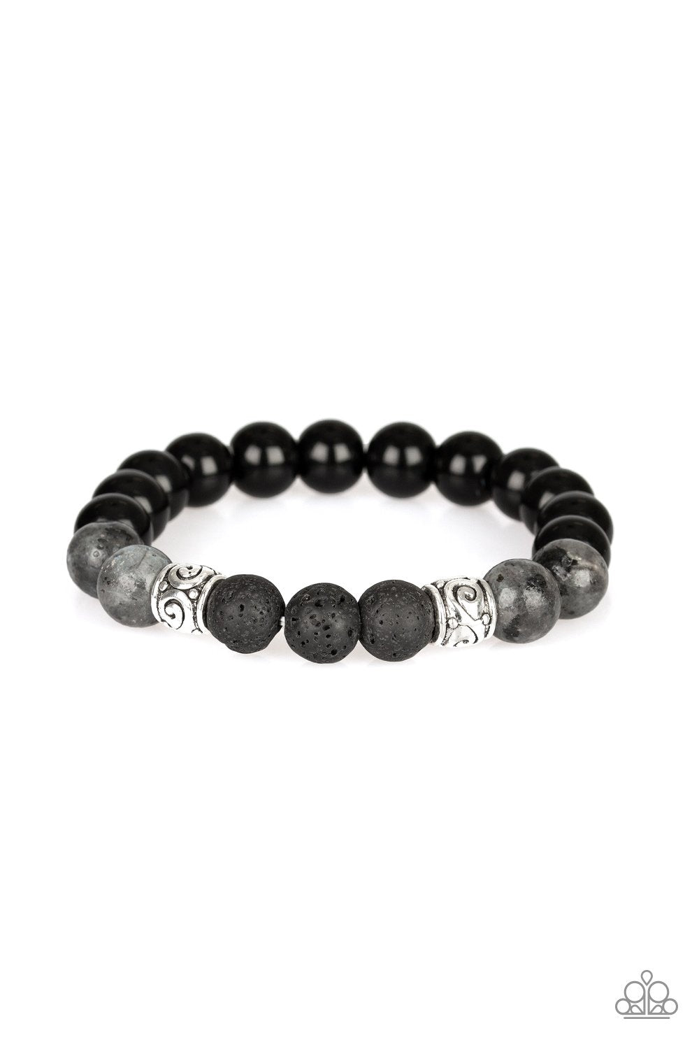 Mantra Black Stone, Bead and Lava Rock Bracelet - Paparazzi Accessories- on model - CarasShop.com - Paparazzi Jewelry by Cara Jewels