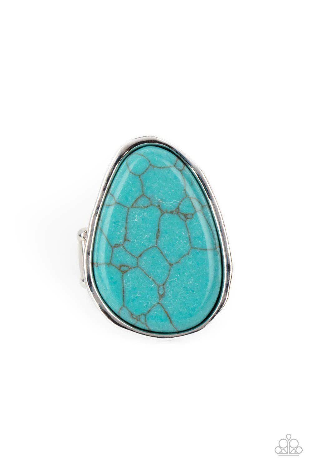 Marble Mecca Turquoise Blue Stone Ring - Paparazzi Accessories- lightbox - CarasShop.com - Paparazzi Jewelry by Cara Jewels