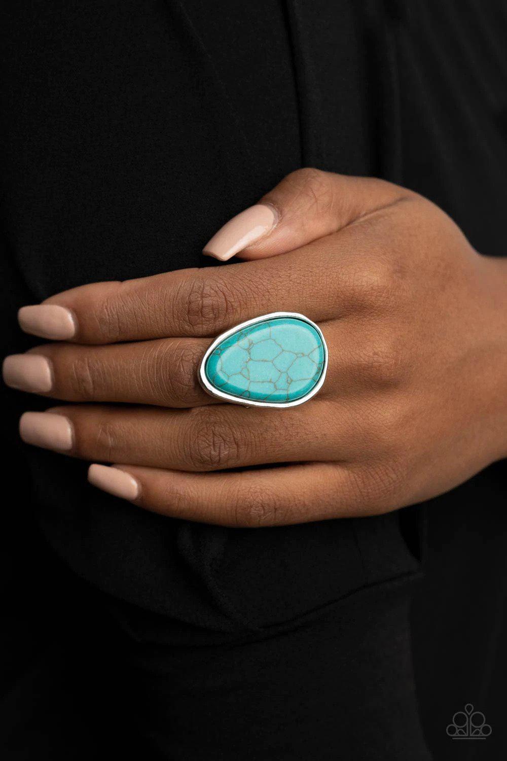Marble Mecca Turquoise Blue Stone Ring - Paparazzi Accessories- on model - CarasShop.com - Paparazzi Jewelry by Cara Jewels