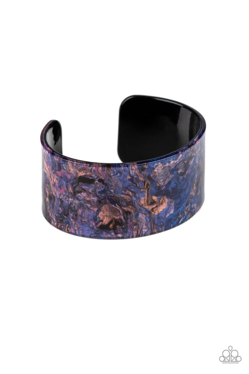 Marbled Mystique Multi-color Acrylic Cuff Bracelet - Paparazzi Accessories- on model - CarasShop.com - Paparazzi Jewelry by Cara Jewels