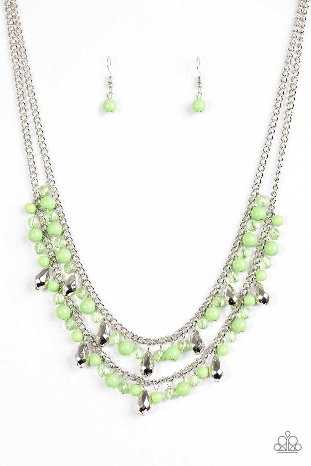 Mardi Gras Glamour Green Necklace - Paparazzi Accessories- lightbox - CarasShop.com - Paparazzi Jewelry by Cara Jewels