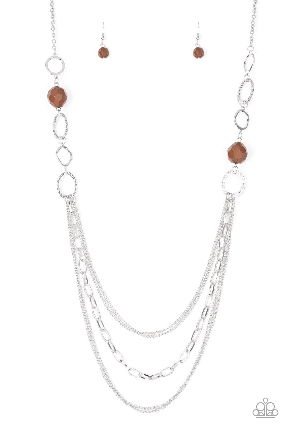 Margarita Masquerades Brown and Silver Necklace - Paparazzi Accessories- lightbox - CarasShop.com - Paparazzi Jewelry by Cara Jewels