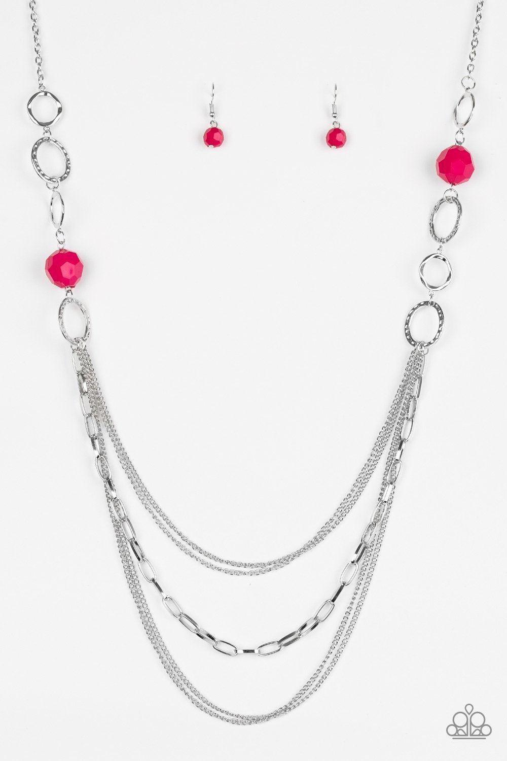 Margarita Masquerades Silver and Pink Necklace - Paparazzi Accessories- lightbox - CarasShop.com - Paparazzi Jewelry by Cara Jewels