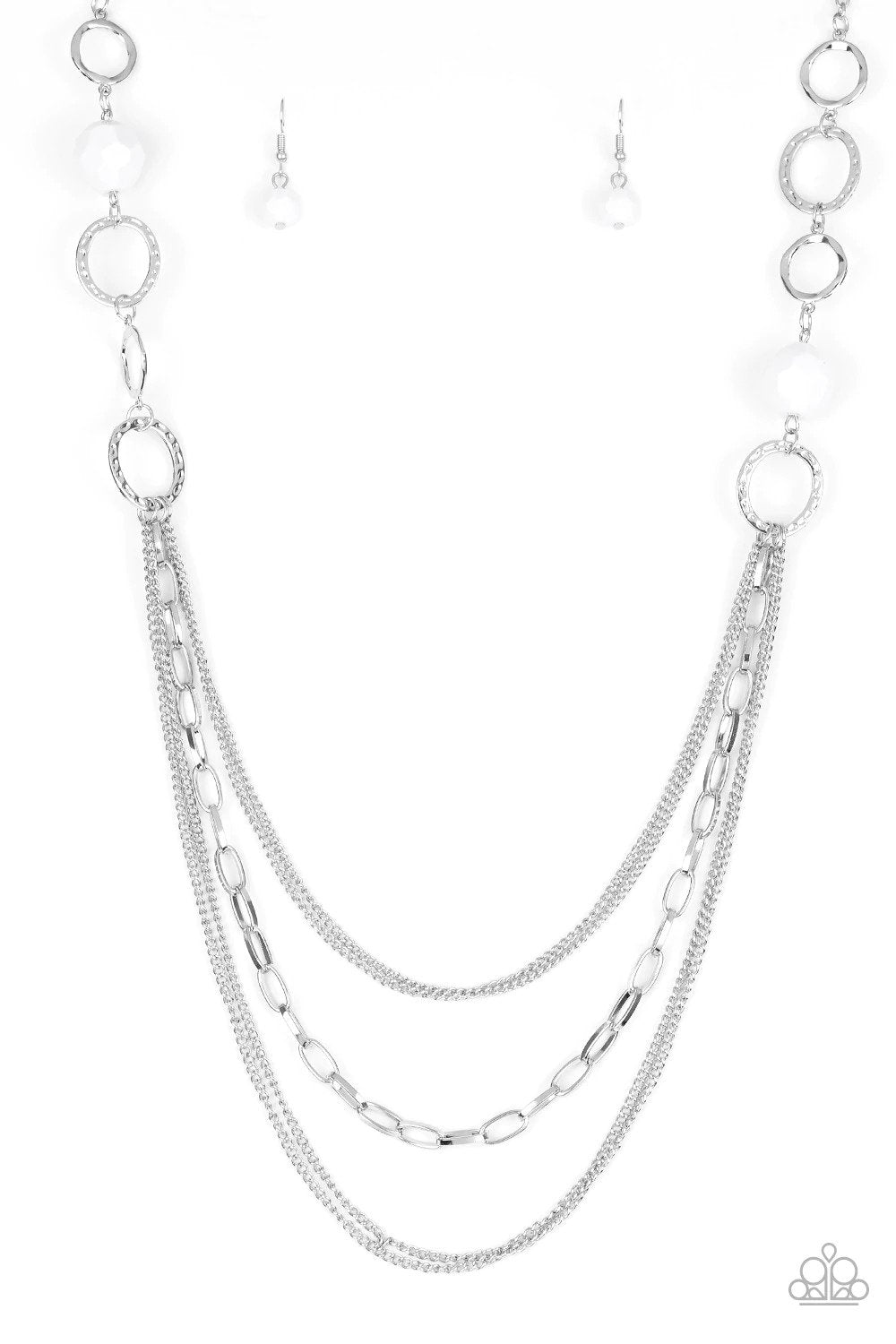 Margarita Masquerades White and Silver Necklace - Paparazzi Accessories- lightbox - CarasShop.com - Paparazzi Jewelry by Cara Jewels