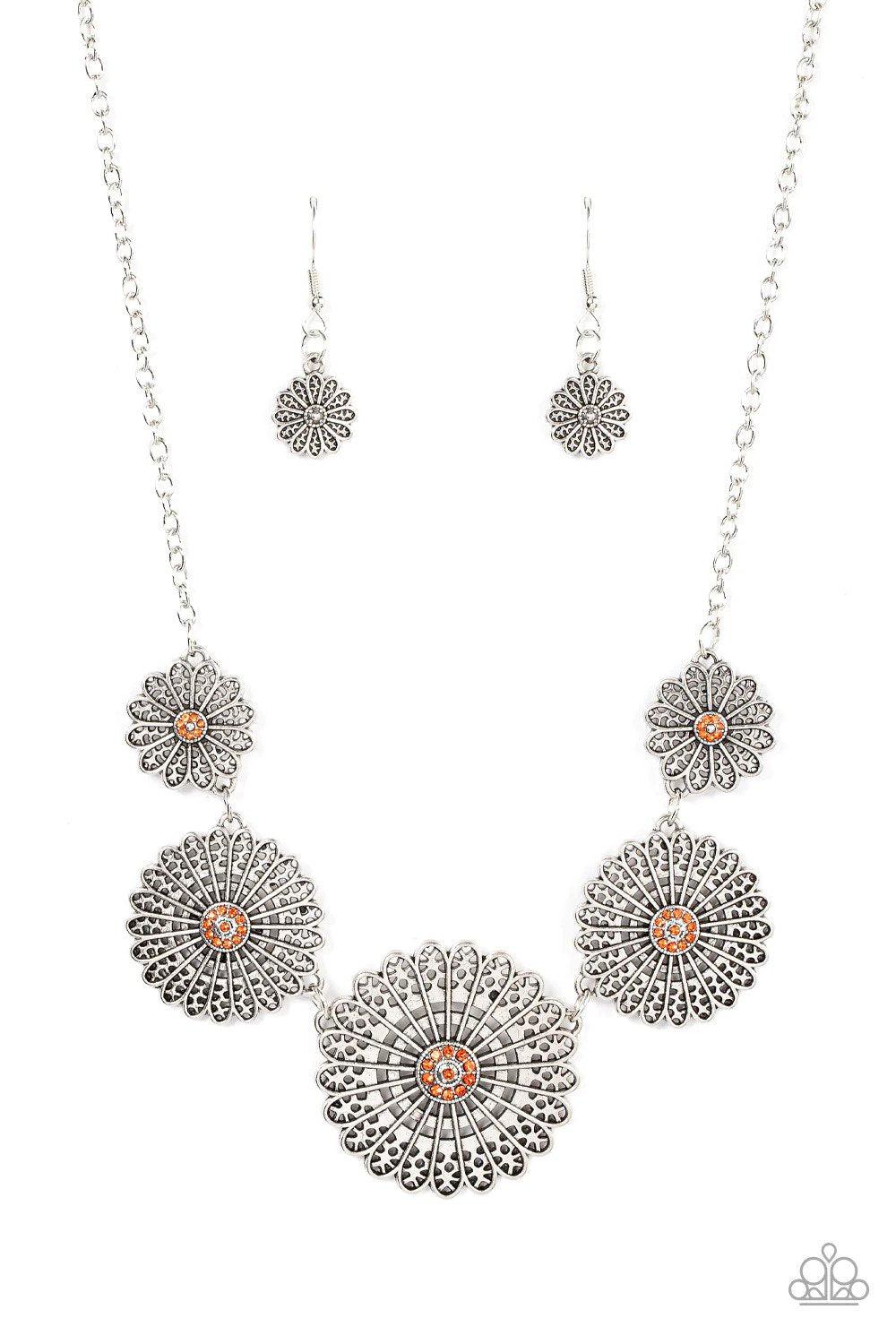 Marigold Meadows Orange Necklace - Paparazzi Accessories- lightbox - CarasShop.com - Paparazzi Jewelry by Cara Jewels