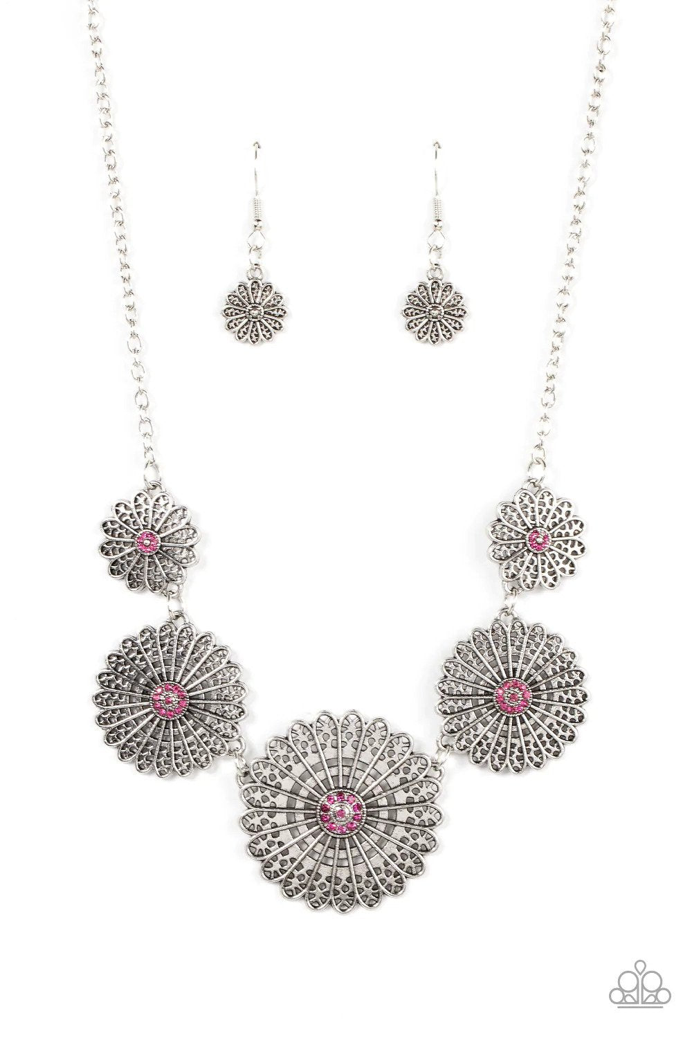 Marigold Meadows Pink Necklace - Paparazzi Accessories- lightbox - CarasShop.com - Paparazzi Jewelry by Cara Jewels