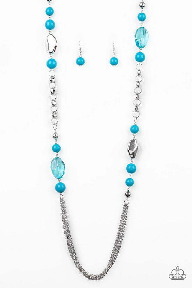 Marina Majesty Blue and Silver Necklace - Paparazzi Accessories- on model - CarasShop.com - Paparazzi Jewelry by Cara Jewels