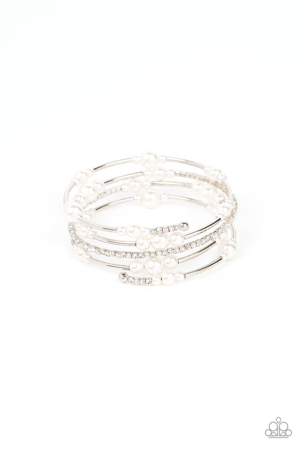 Marina Masterpiece White Pearl Infinity Wrap Bracelet - Paparazzi Accessories- lightbox - CarasShop.com - Paparazzi Jewelry by Cara Jewels