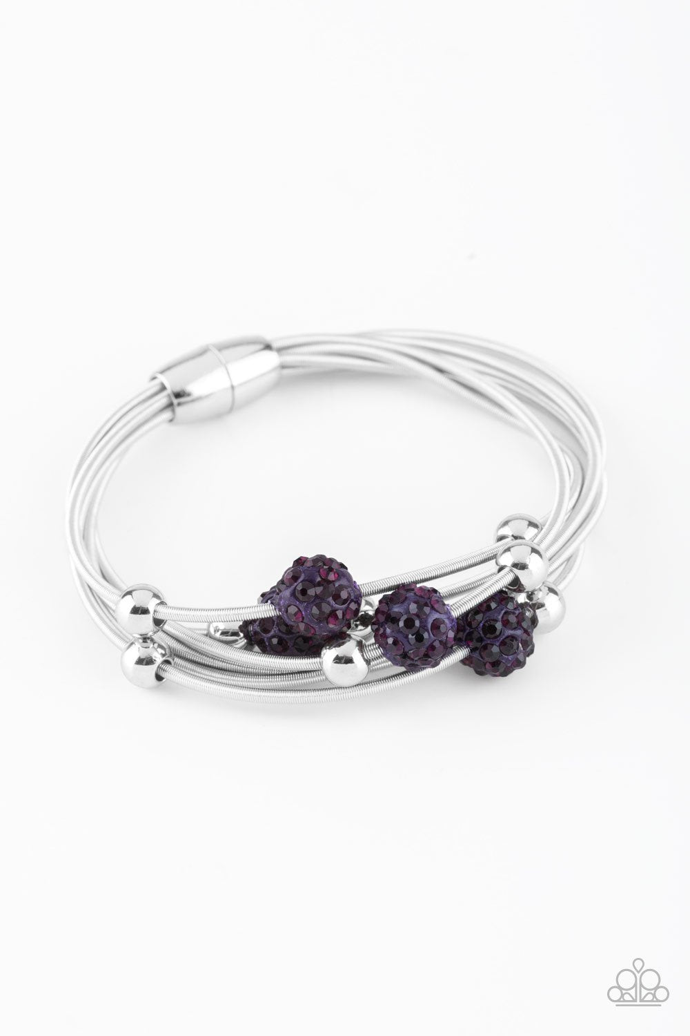 Marvelously Magnetic Purple and Silver Bracelet - Paparazzi Accessories- on model - CarasShop.com - Paparazzi Jewelry by Cara Jewels