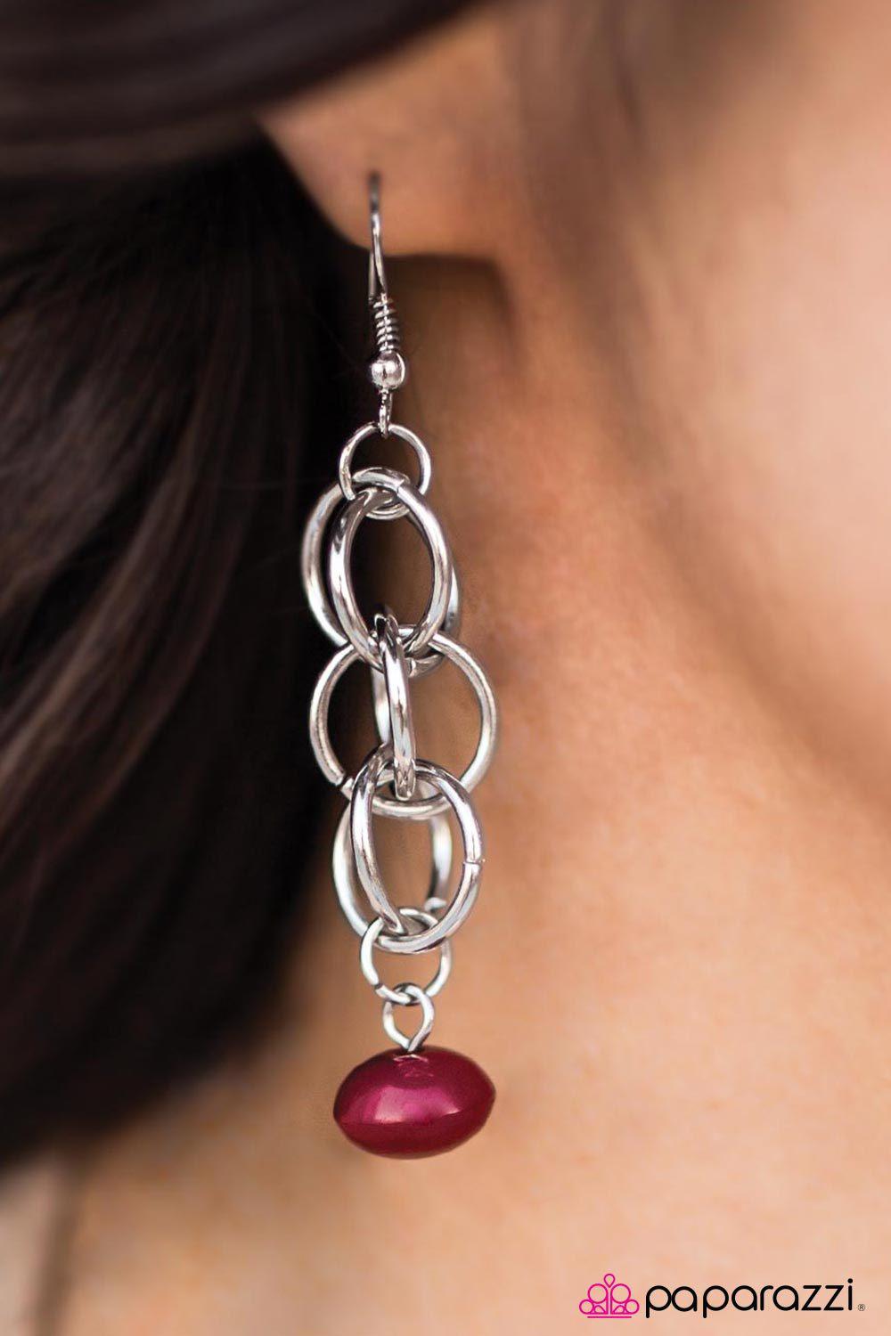 Marvelously Marvelous Pink and Silver Earrings - Paparazzi Accessories- lightbox - CarasShop.com - Paparazzi Jewelry by Cara Jewels