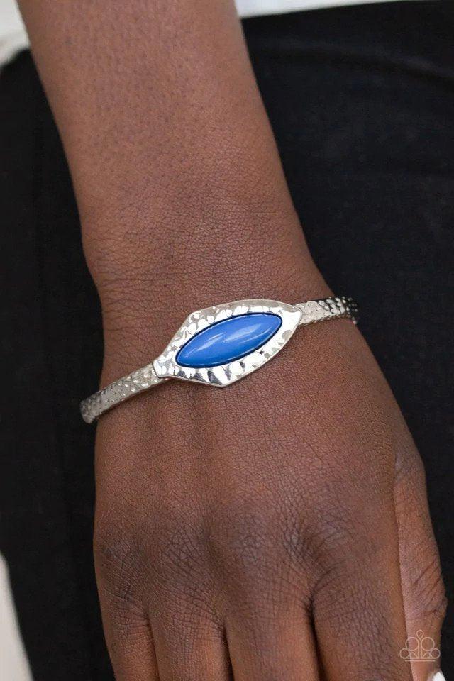 Mason Minimalism Blue Bracelet - Paparazzi Accessories- on model - CarasShop.com - Paparazzi Jewelry by Cara Jewels