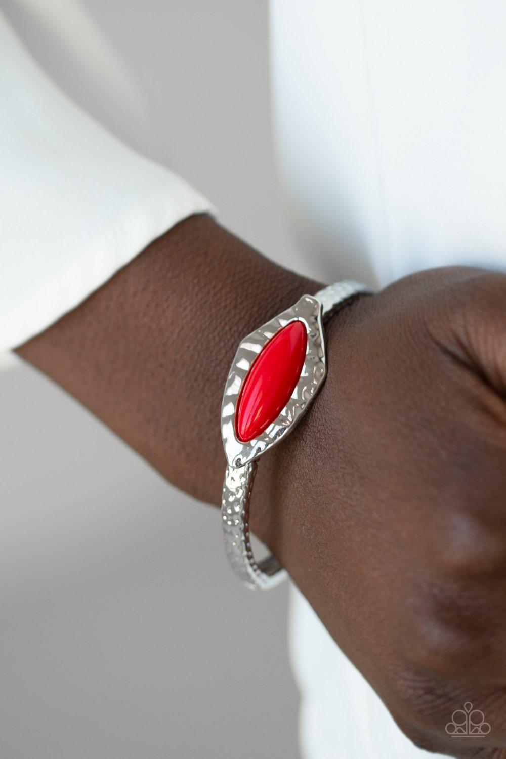 Mason Minimalism Red and Silver Bracelet - Paparazzi Accessories- lightbox - CarasShop.com - Paparazzi Jewelry by Cara Jewels