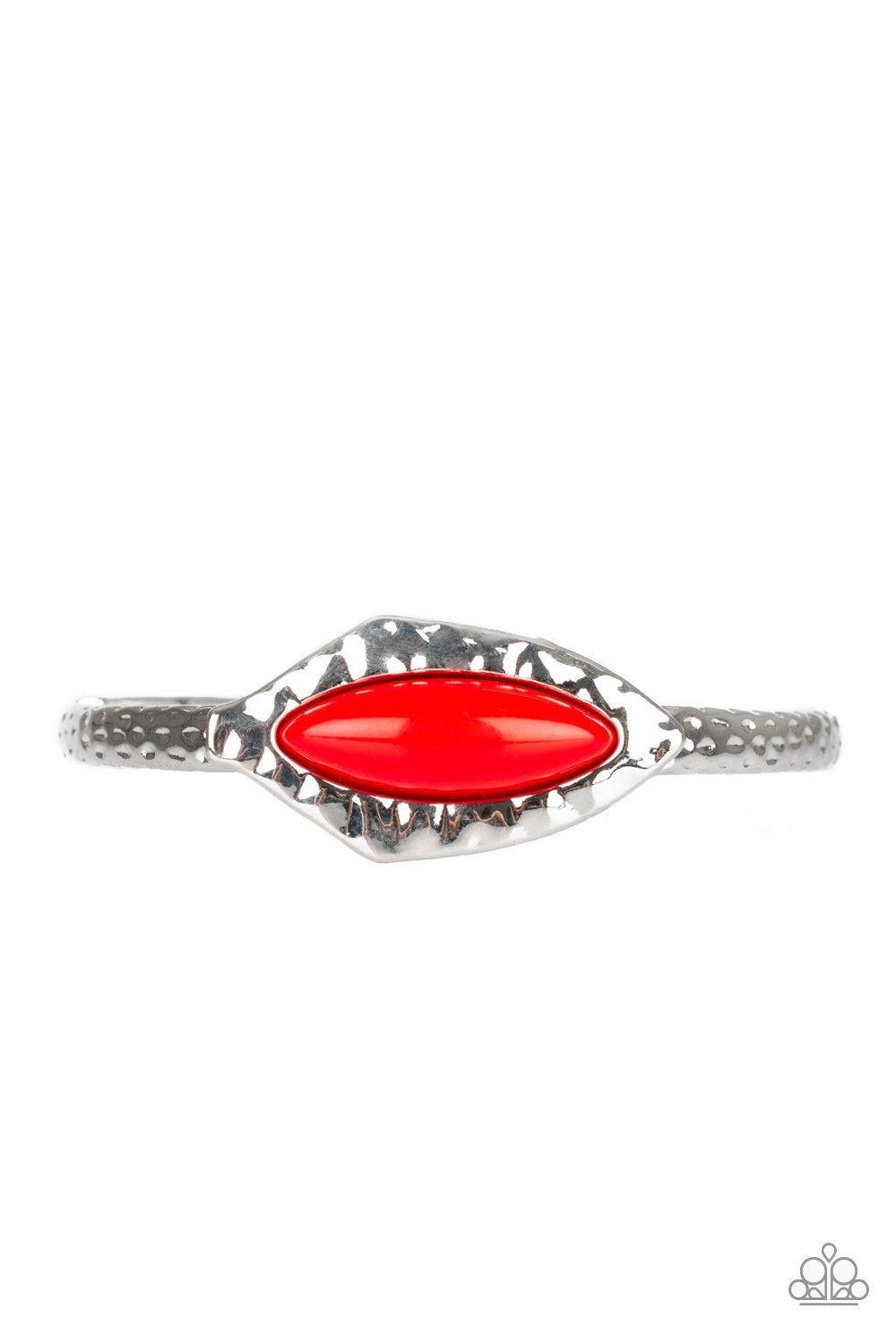 Mason Minimalism Red and Silver Bracelet - Paparazzi Accessories- on model - CarasShop.com - Paparazzi Jewelry by Cara Jewels