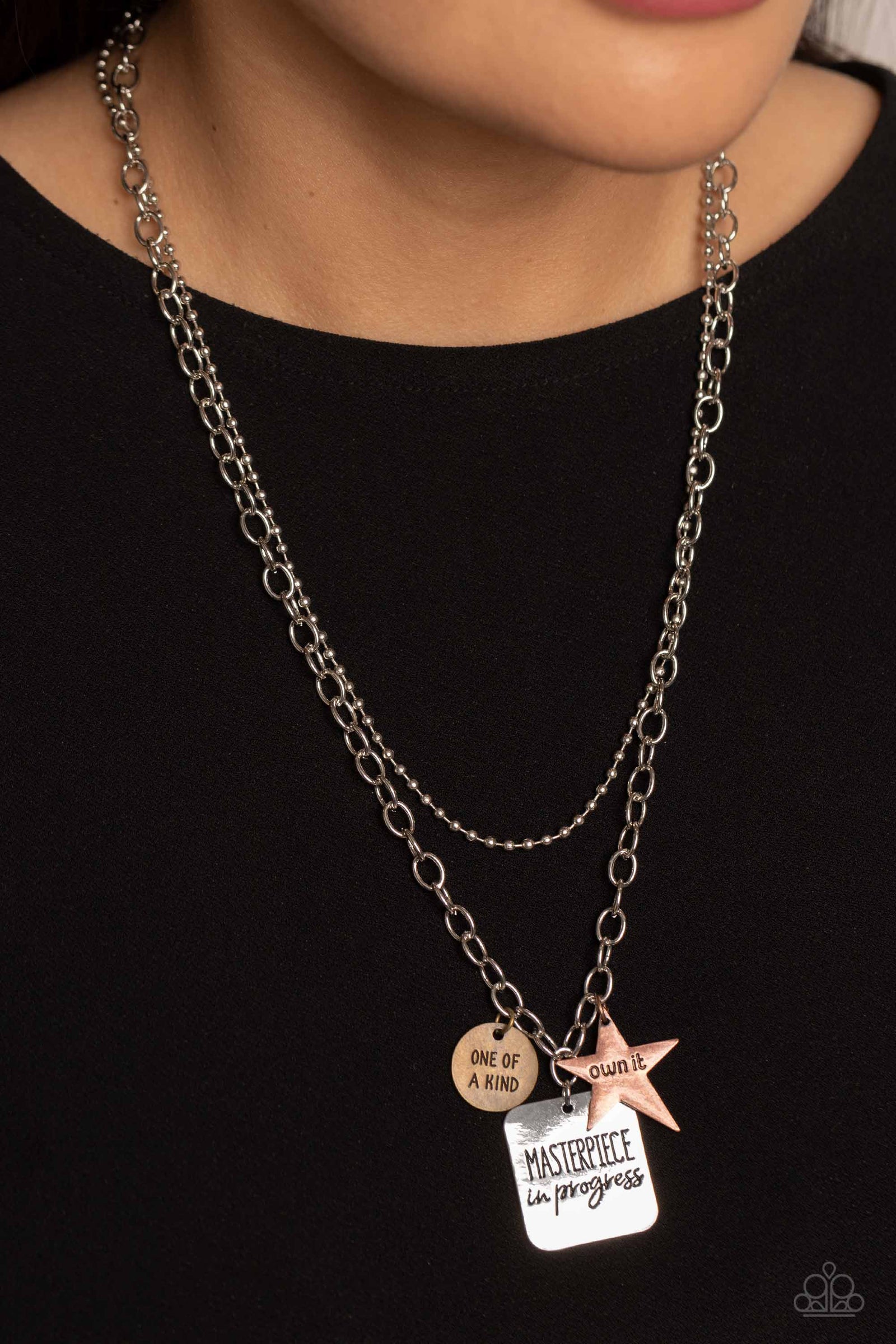 Masterpiece in Progress Multi Inspirational Necklace - Paparazzi Accessories- lightbox - CarasShop.com - Paparazzi Jewelry by Cara Jewels