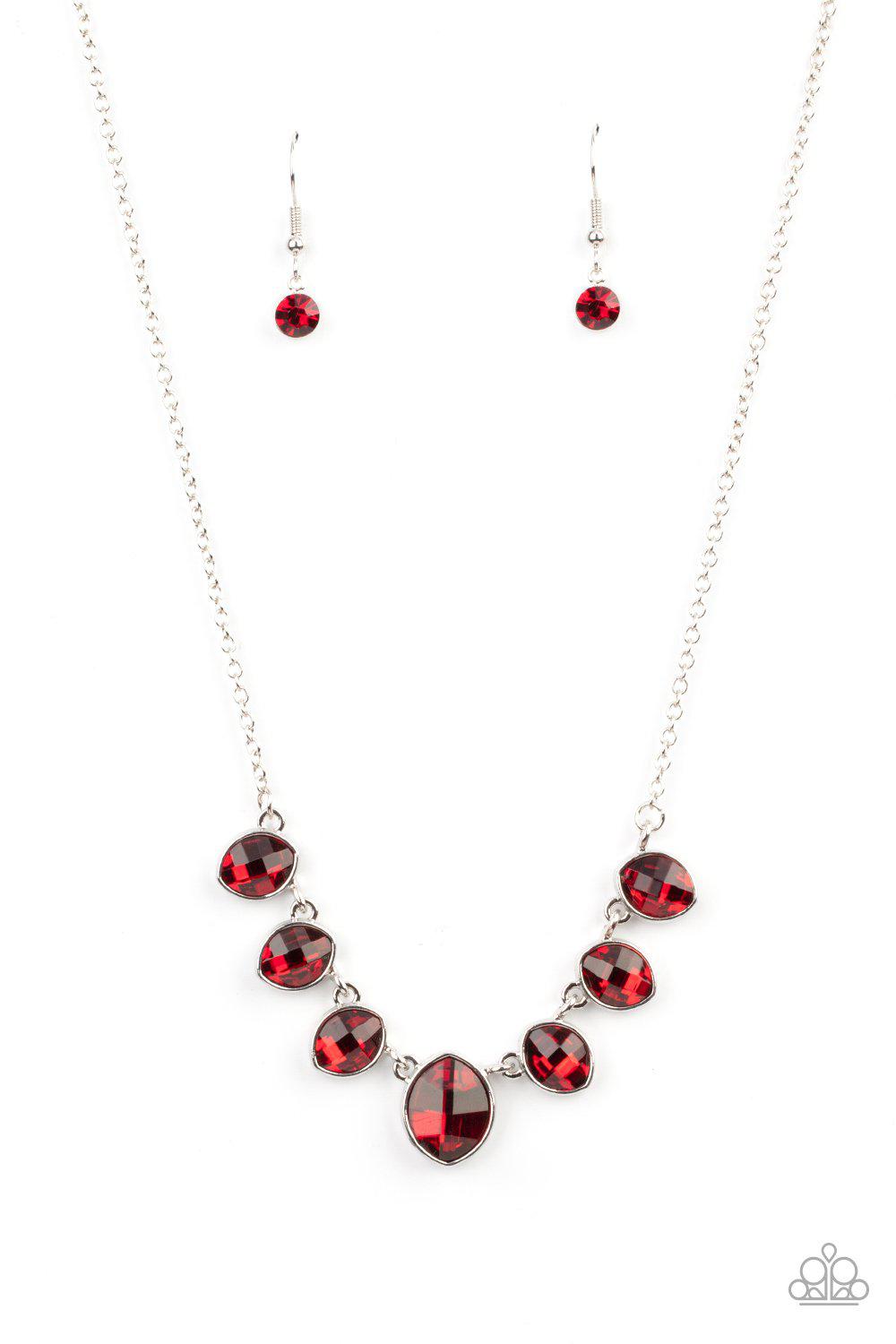 Material Girl Glamour Red Rhinestone Necklace - Paparazzi Accessories- lightbox - CarasShop.com - Paparazzi Jewelry by Cara Jewels