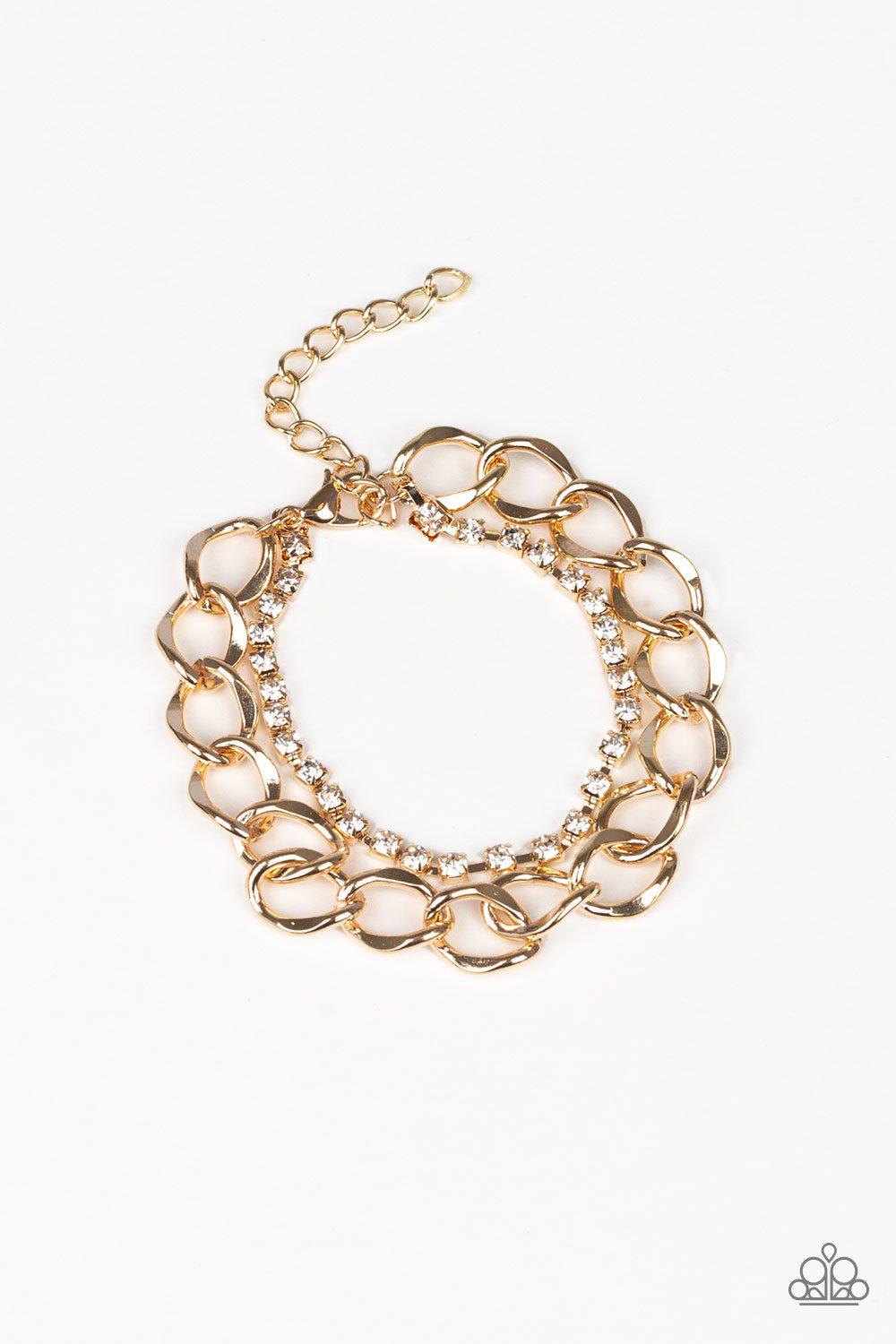 Material Girl Gold Chain Bracelet - Paparazzi Accessories- on model - CarasShop.com - Paparazzi Jewelry by Cara Jewels