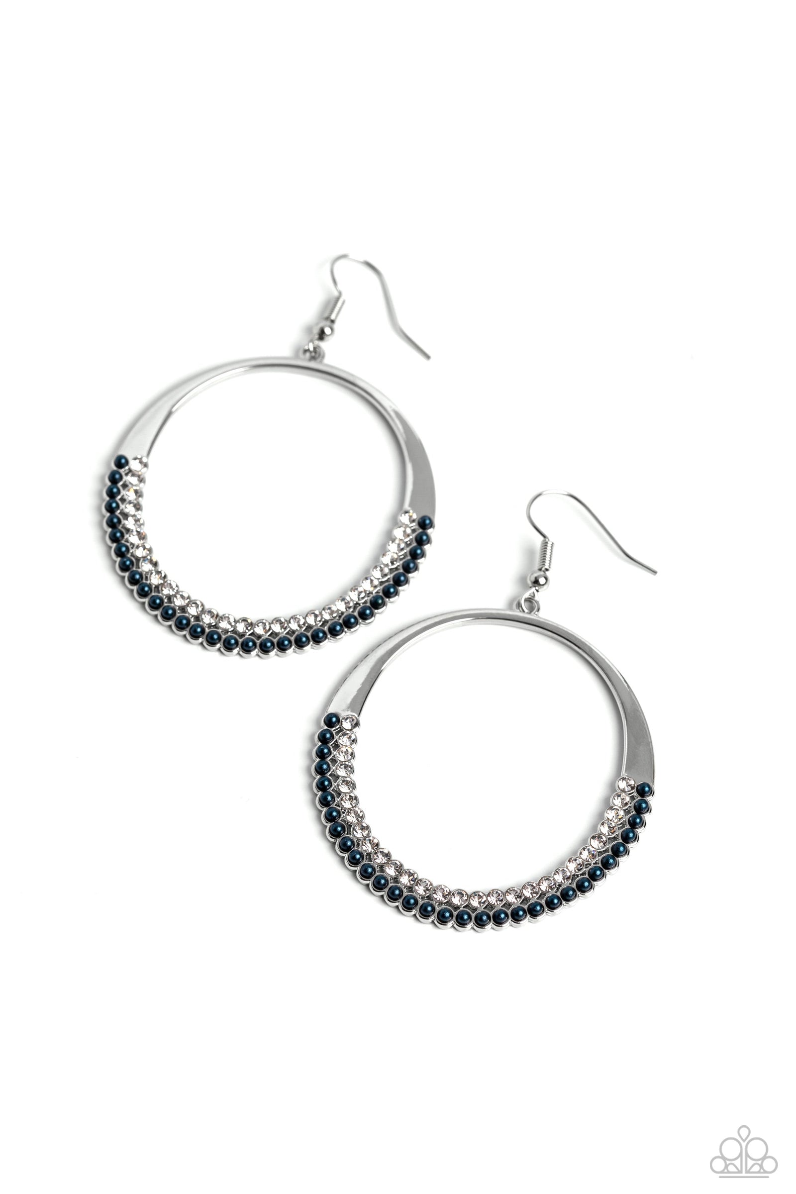 Material PEARL Blue Pearl Earrings - Paparazzi Accessories- lightbox - CarasShop.com - Paparazzi Jewelry by Cara Jewels