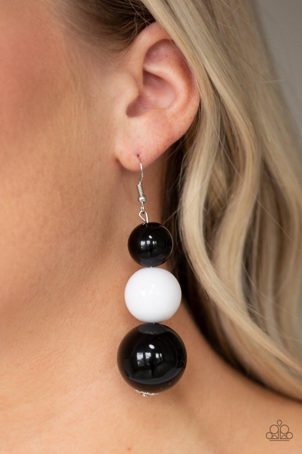 Material World Multi - Black and White Earrings - Paparazzi Accessories- lightbox - CarasShop.com - Paparazzi Jewelry by Cara Jewels