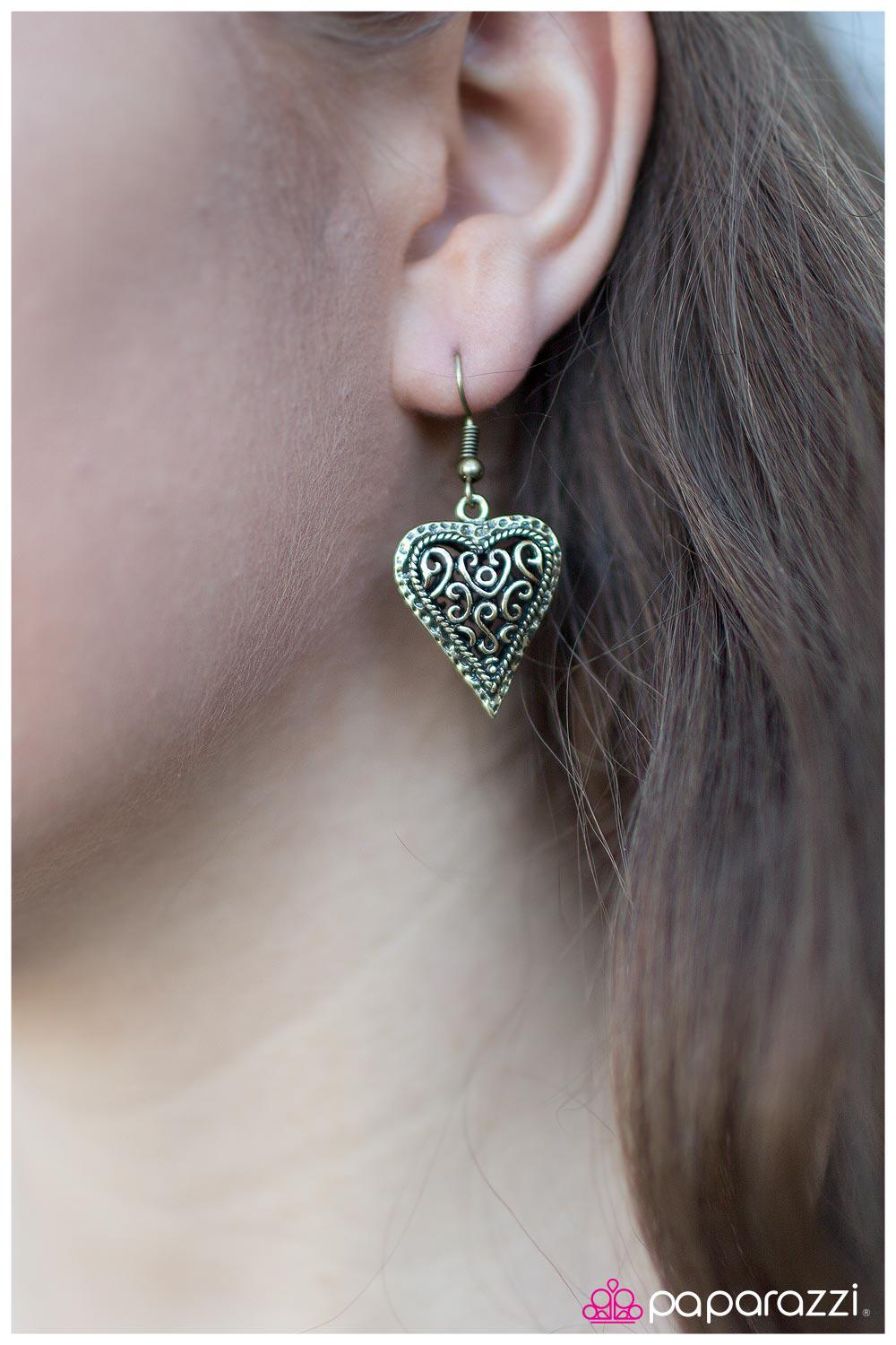 Matters of the Heart Brass Earrings - Paparazzi Accessories- lightbox - CarasShop.com - Paparazzi Jewelry by Cara Jewels