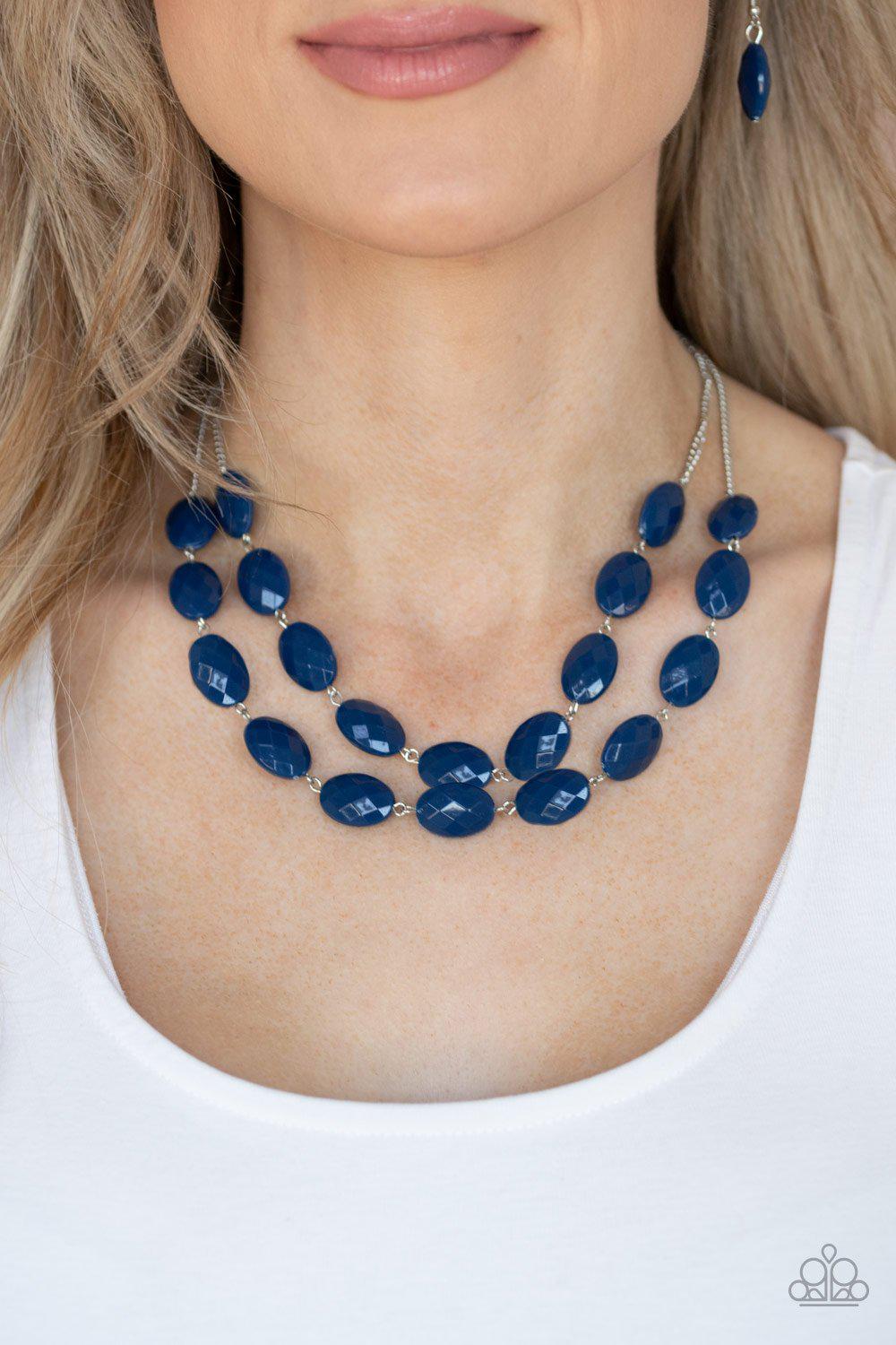 Max Volume Classic Blue Necklace - Paparazzi Accessories- on model - CarasShop.com - Paparazzi Jewelry by Cara Jewels