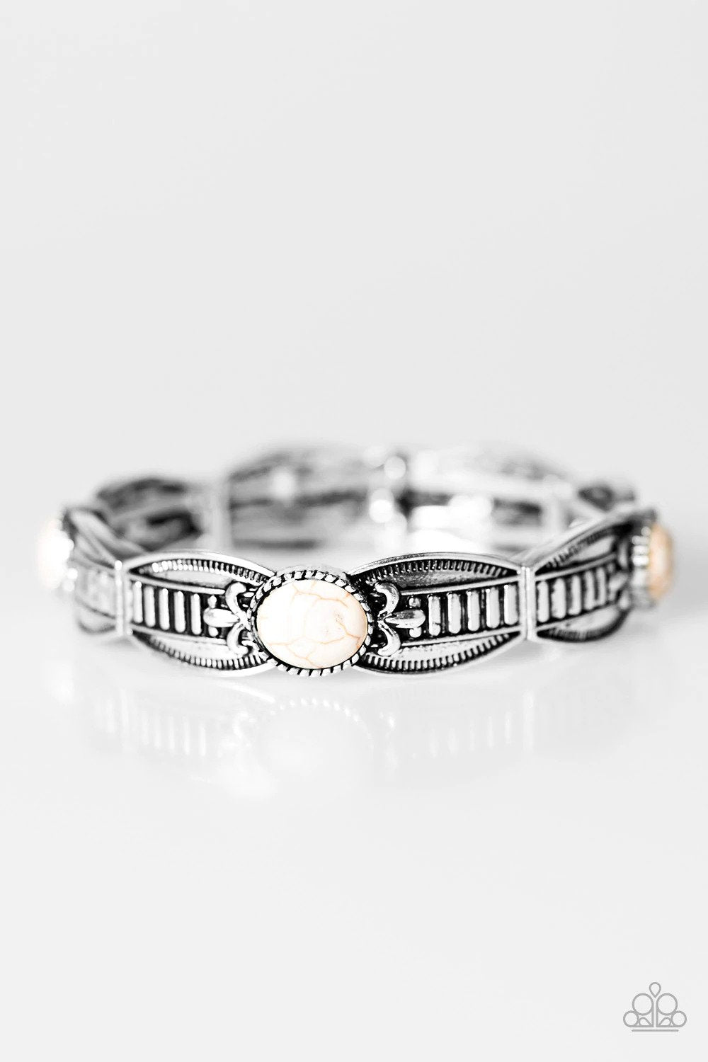 Mayan Majesty White Stone Bracelet - Paparazzi Accessories- lightbox - CarasShop.com - Paparazzi Jewelry by Cara Jewels