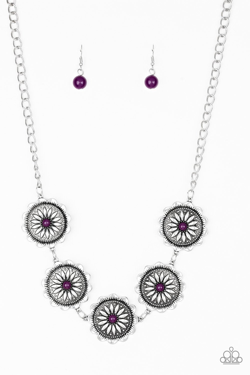 Me-dallions, Myself and I Purple and Silver Necklace - Paparazzi Accessories- lightbox - CarasShop.com - Paparazzi Jewelry by Cara Jewels