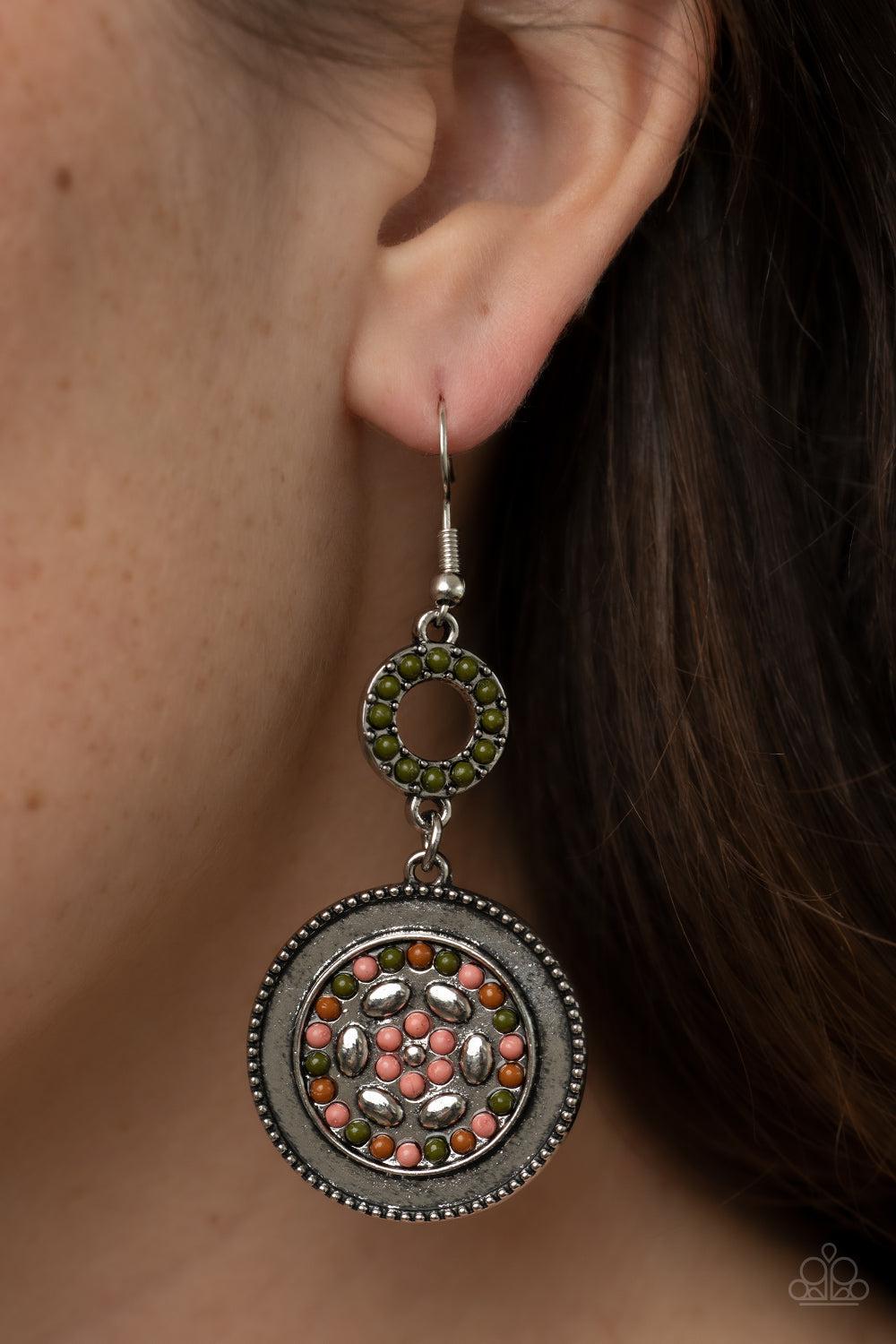 Meadow Mantra Multi Earrings - Paparazzi Accessories- on model - CarasShop.com - Paparazzi Jewelry by Cara Jewels