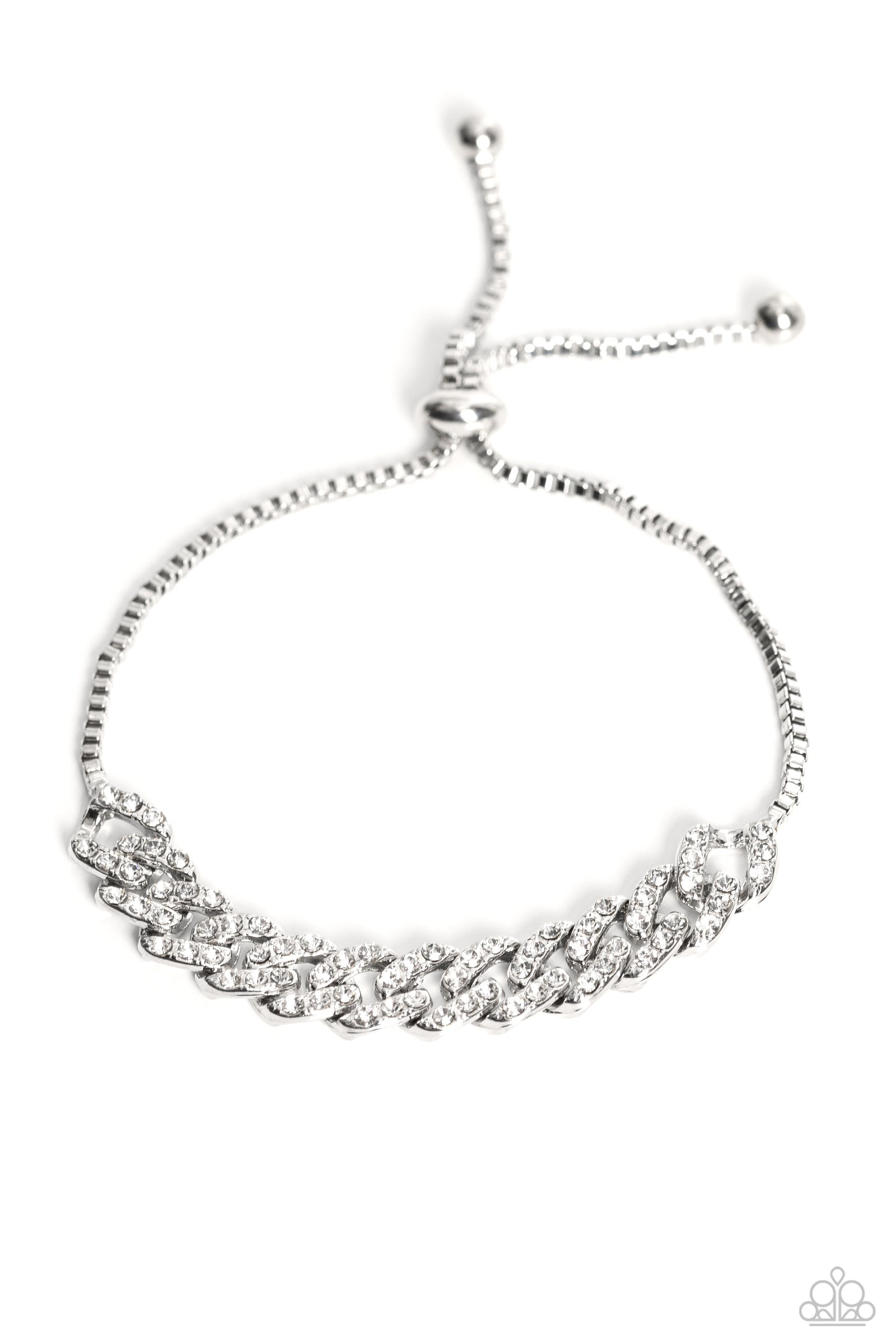 Mecca Metro White Rhinestone Slide Bracelet - Paparazzi Accessories- lightbox - CarasShop.com - Paparazzi Jewelry by Cara Jewels