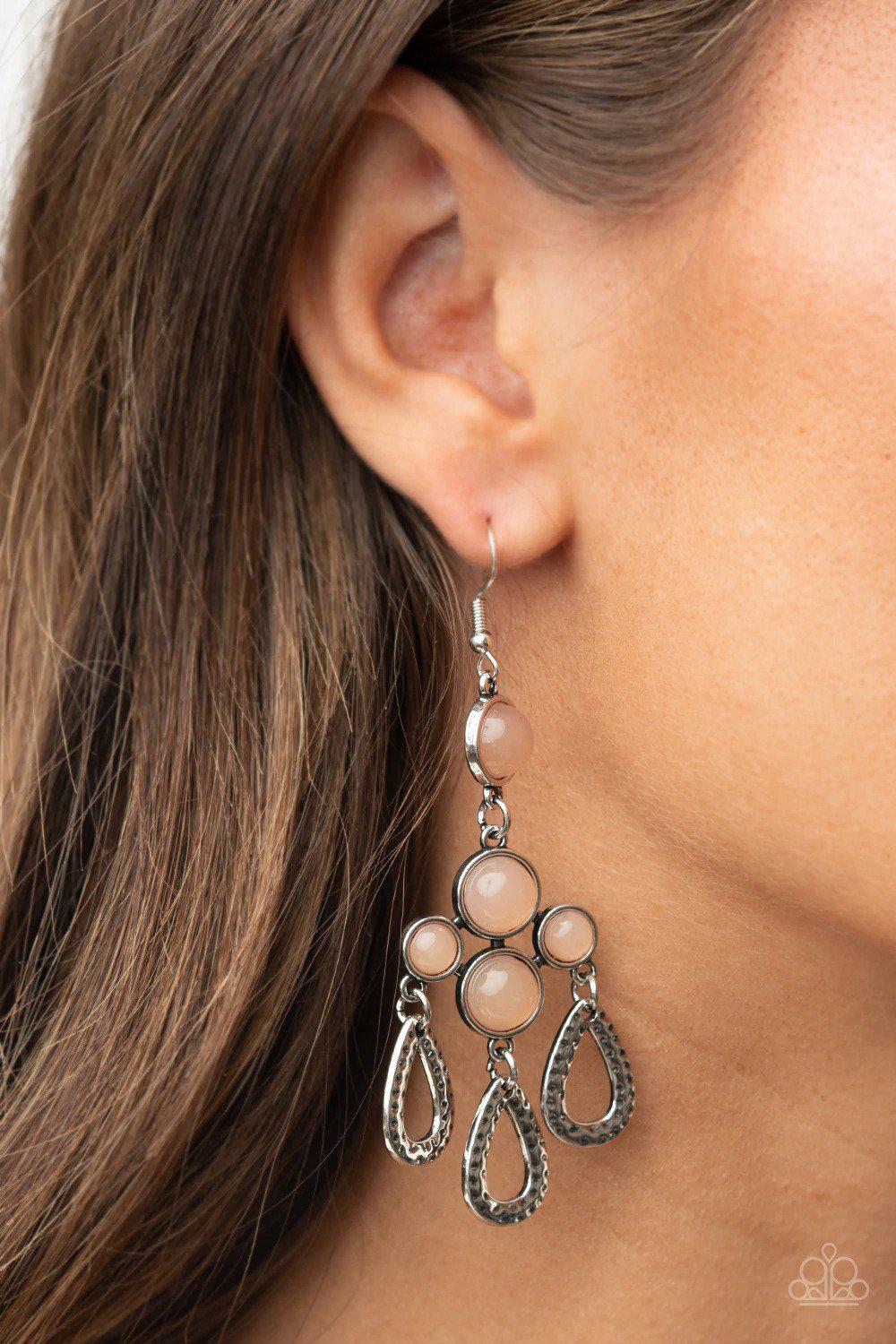 Mediterranean Magic Brown Earrings - Paparazzi Accessories- on model - CarasShop.com - Paparazzi Jewelry by Cara Jewels